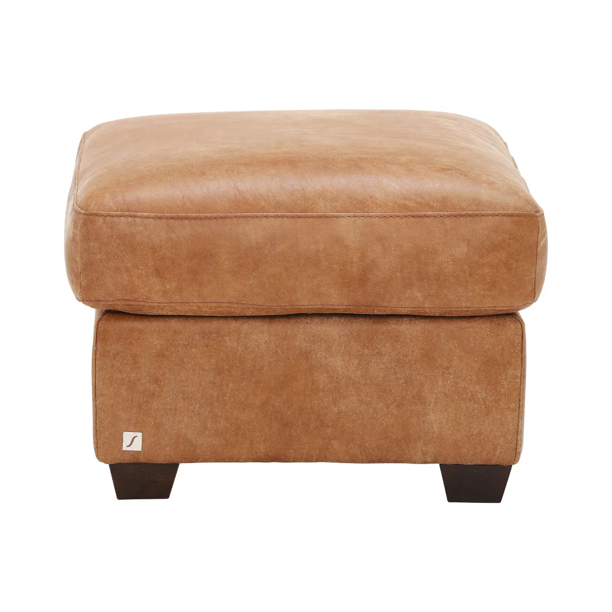 Houston Footstool - Brown, Leather