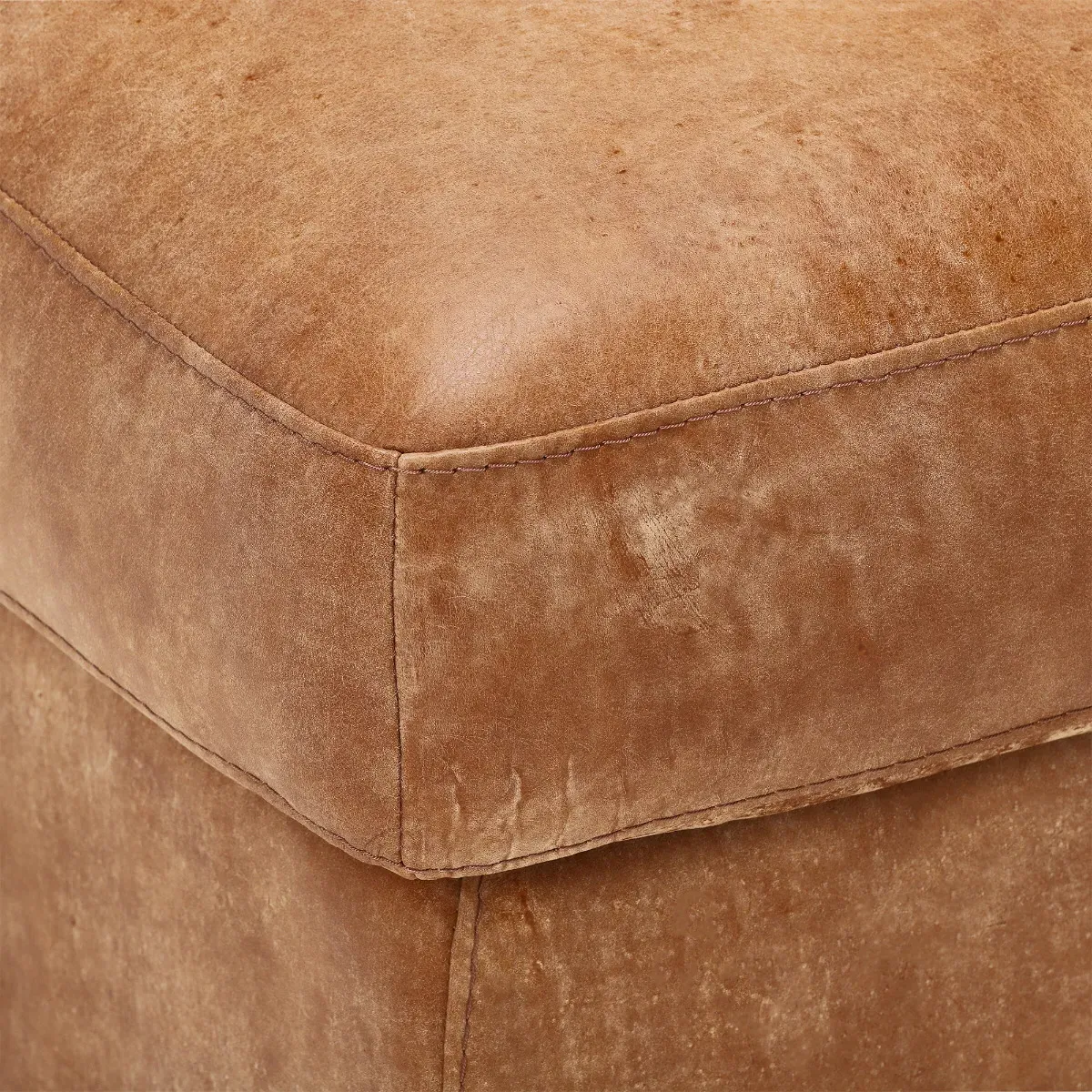 Houston Footstool - Brown, Leather