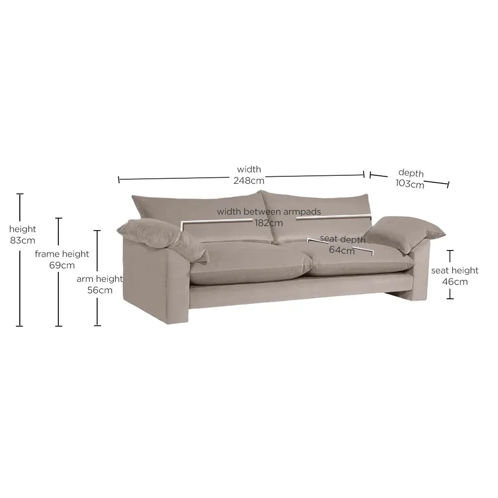 Hoxton Extra Large Sofa - Grey, Fabric