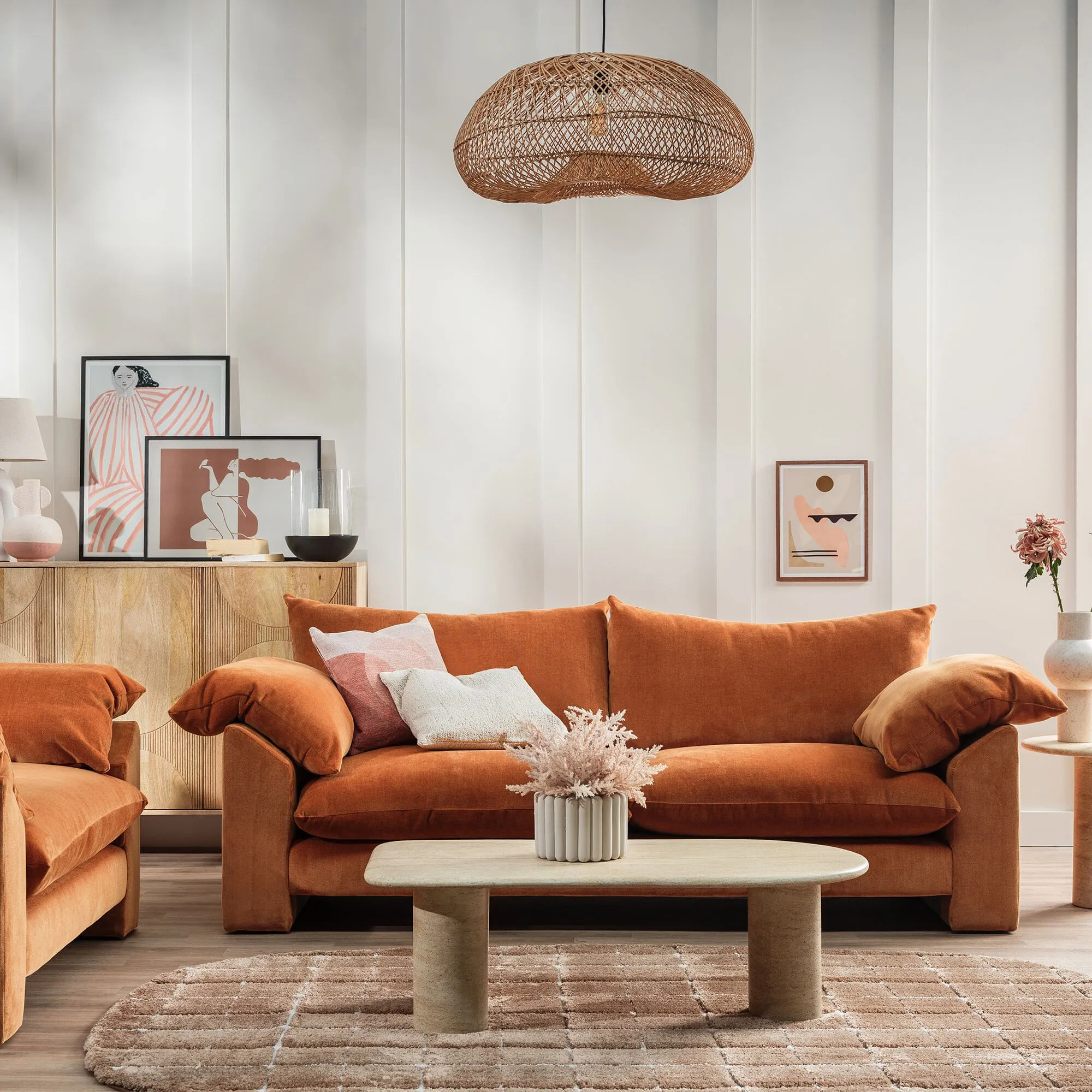 Hoxton Extra Large Sofa - Orange, Fabric
