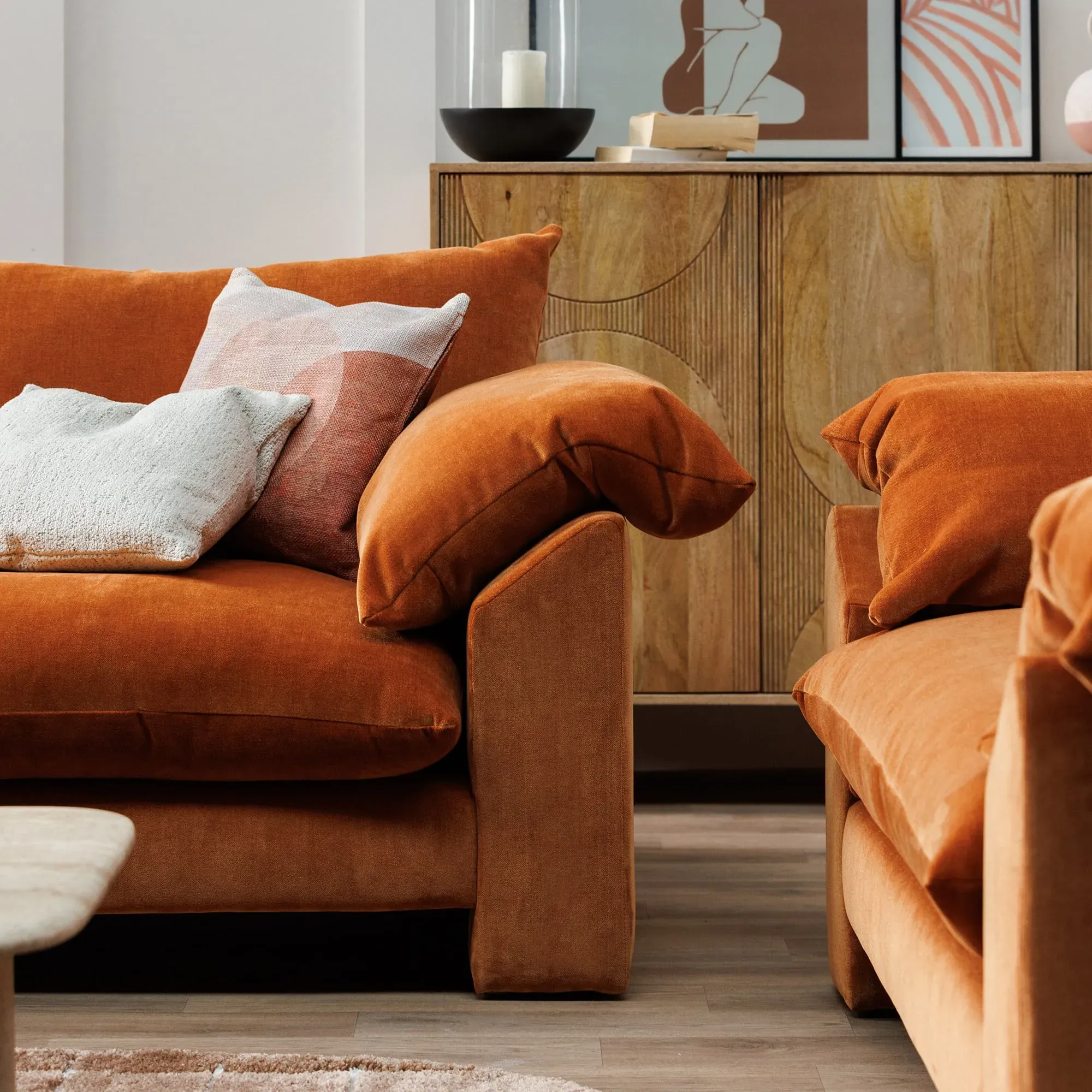Hoxton Extra Large Sofa - Orange, Fabric