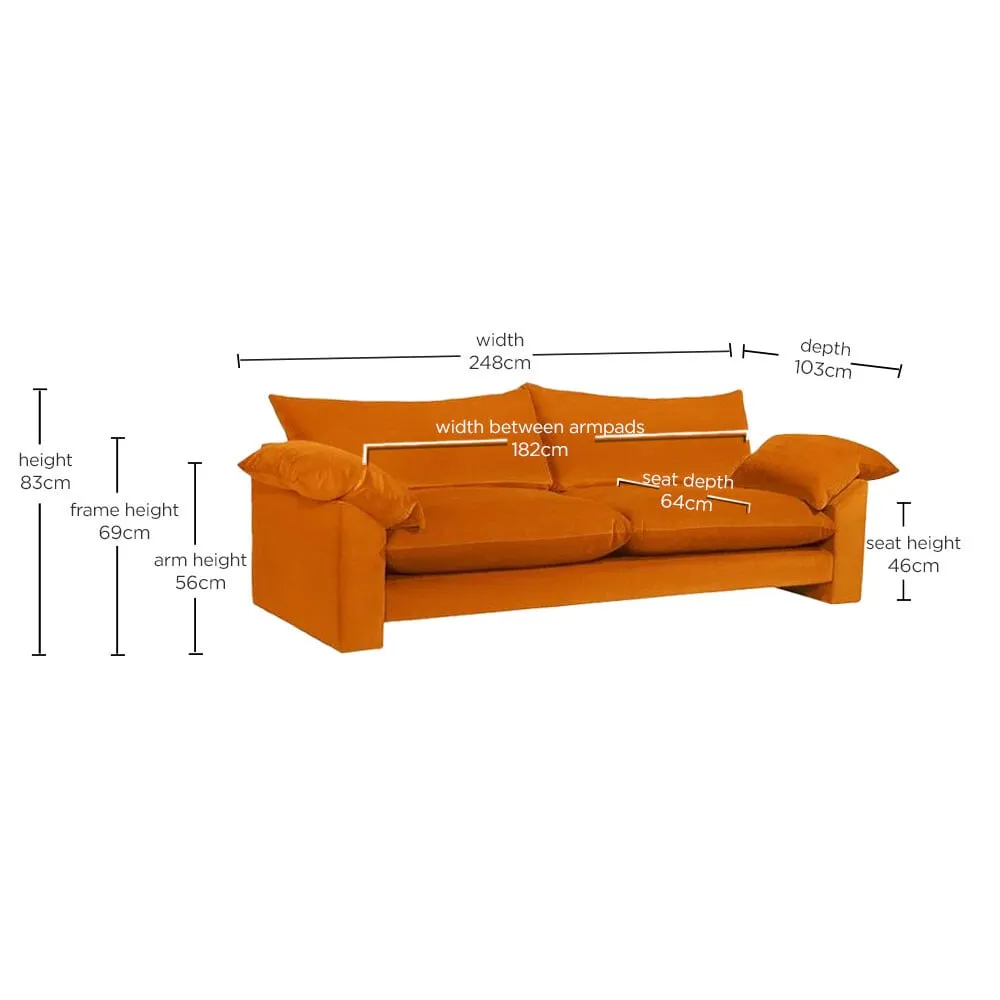 Hoxton Extra Large Sofa - Orange, Fabric