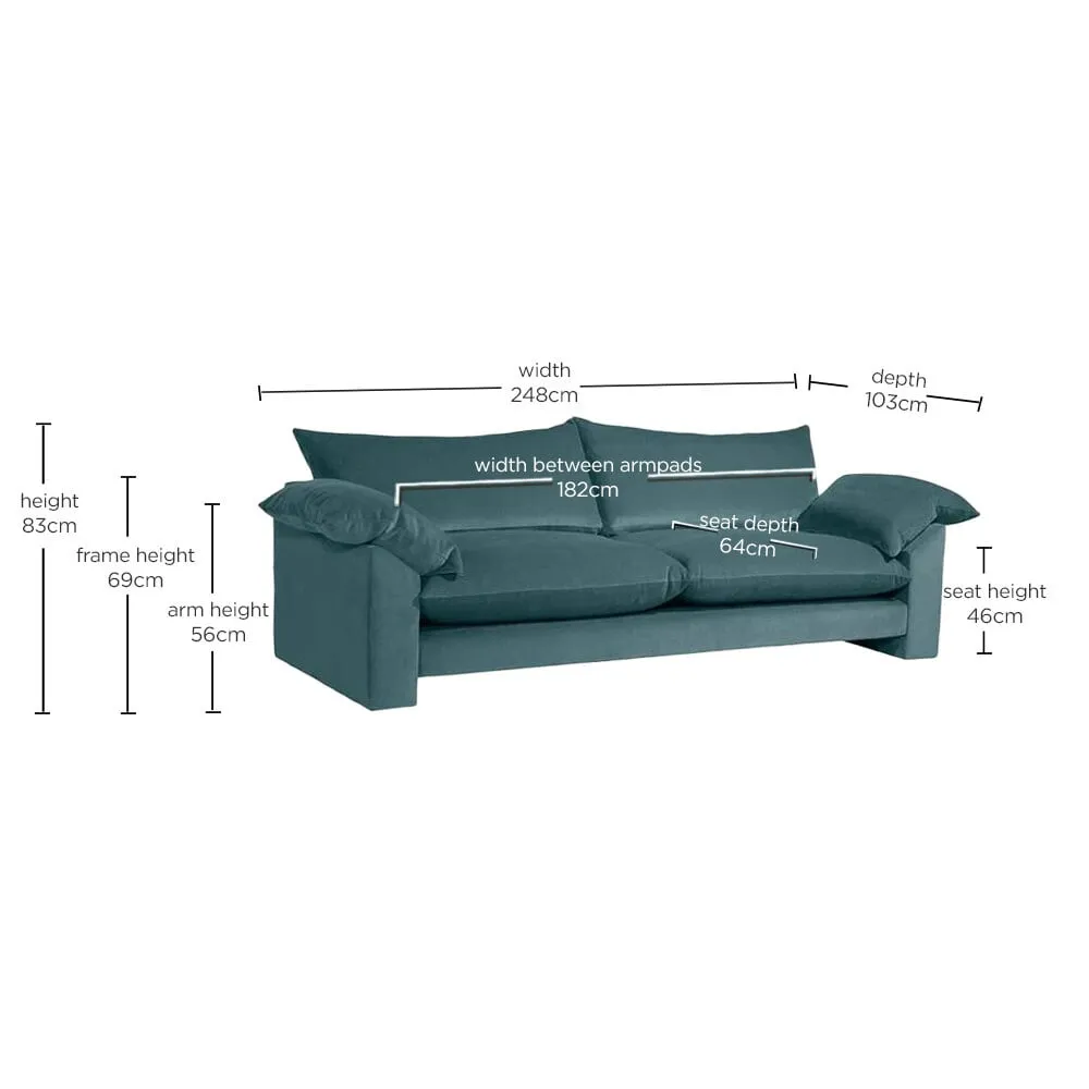 Hoxton Extra Large Sofa - Teal, Fabric
