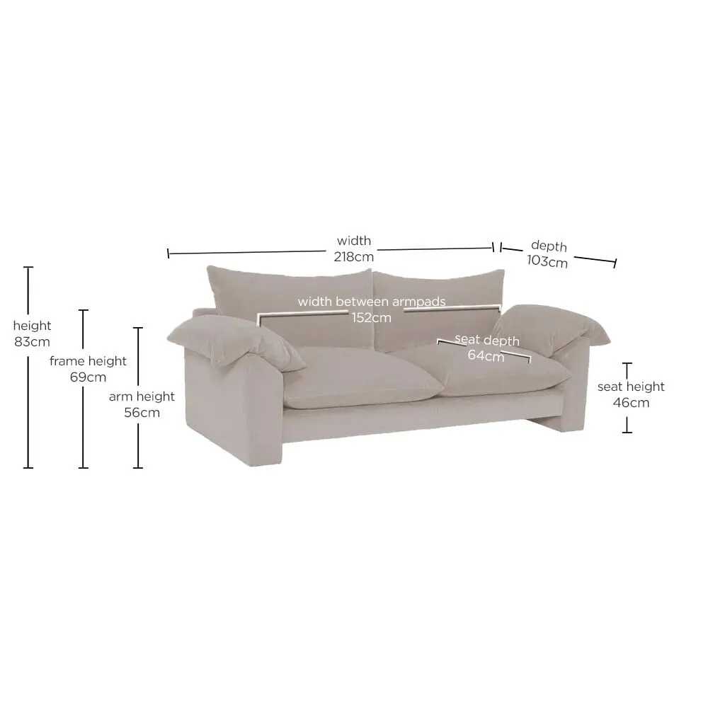 Hoxton Large Sofa - Grey, Fabric