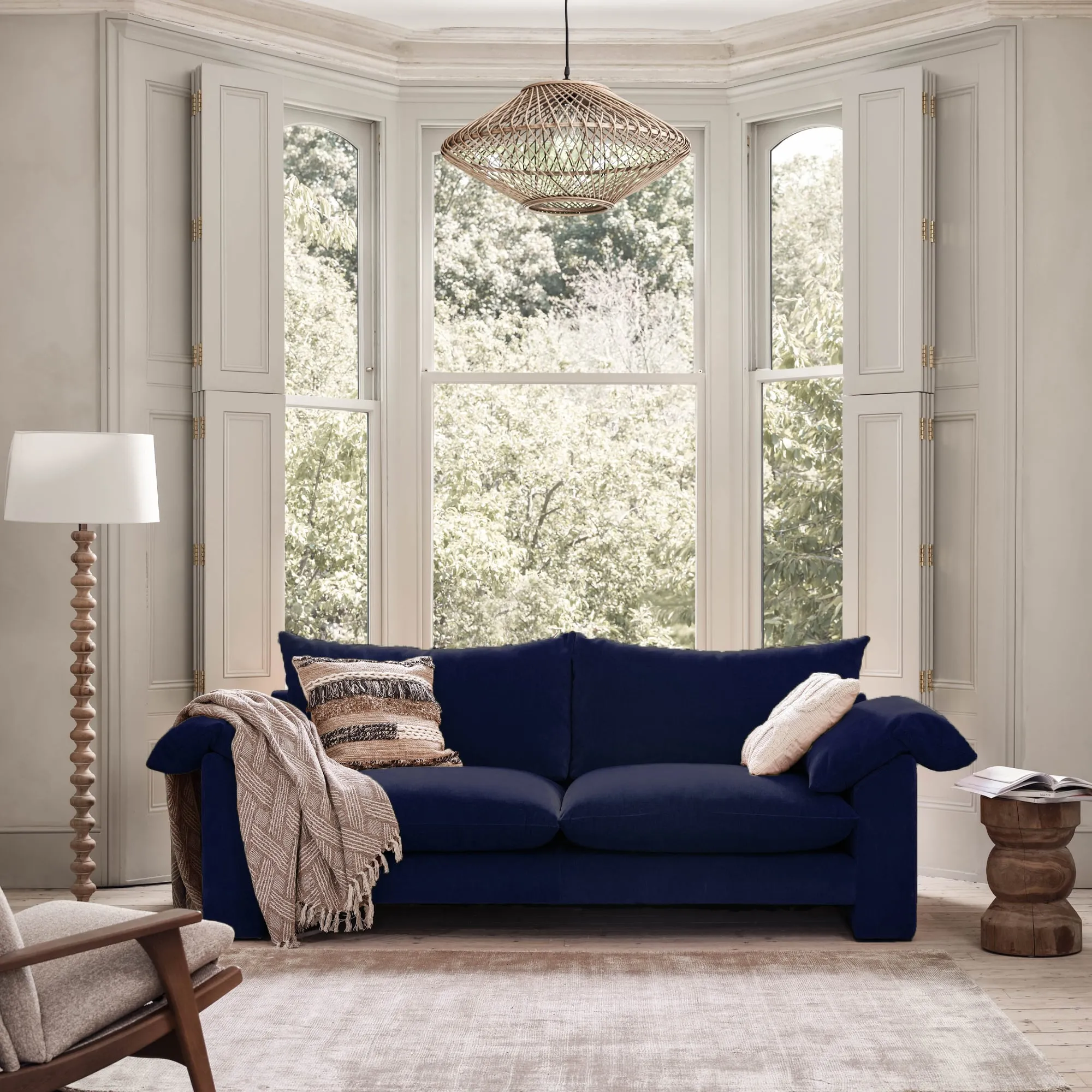 Hoxton Large Sofa - Navy, Fabric