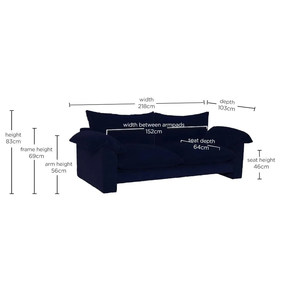 Hoxton Large Sofa - Navy, Fabric