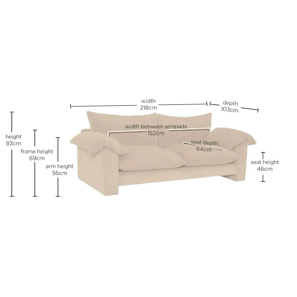Hoxton Large Sofa - Neutral, Fabric