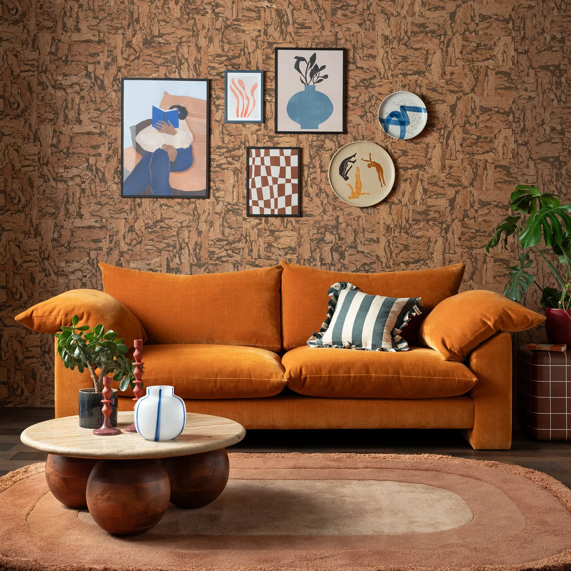 Hoxton Large Sofa - Orange, Fabric