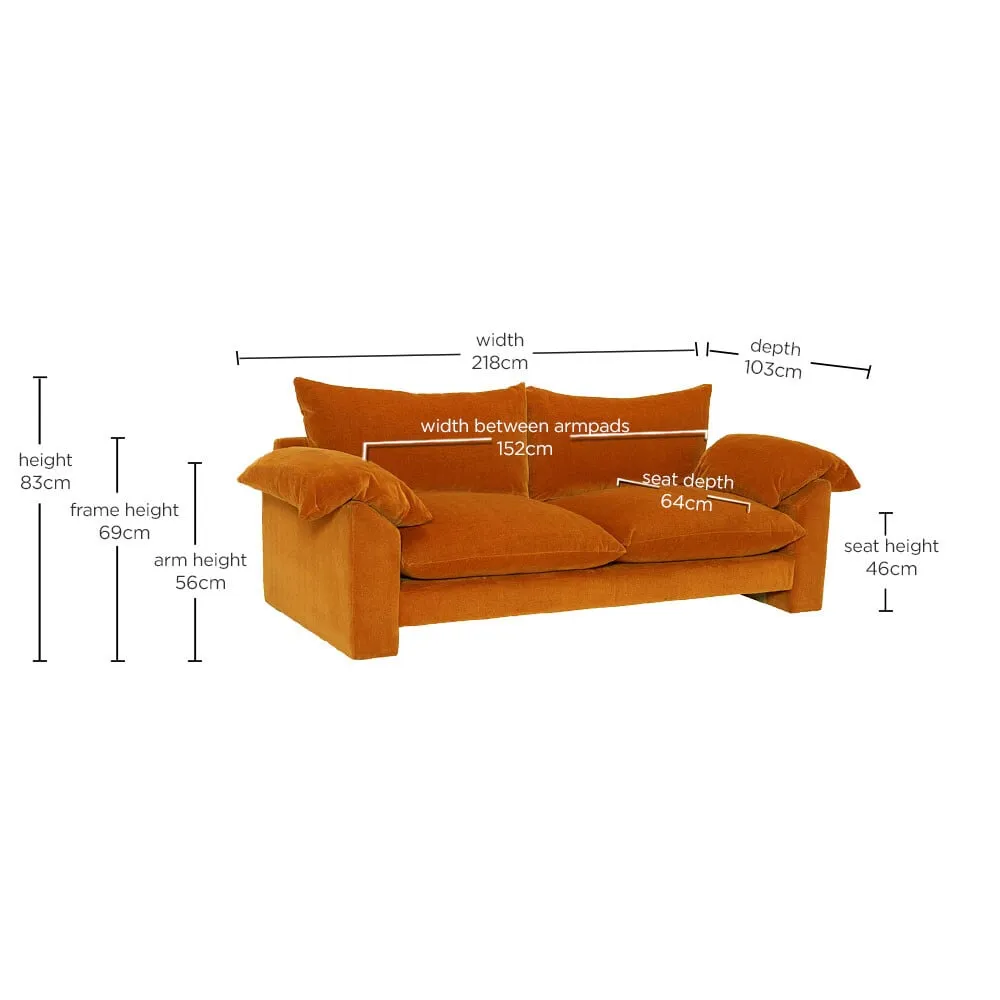 Hoxton Large Sofa - Orange, Fabric