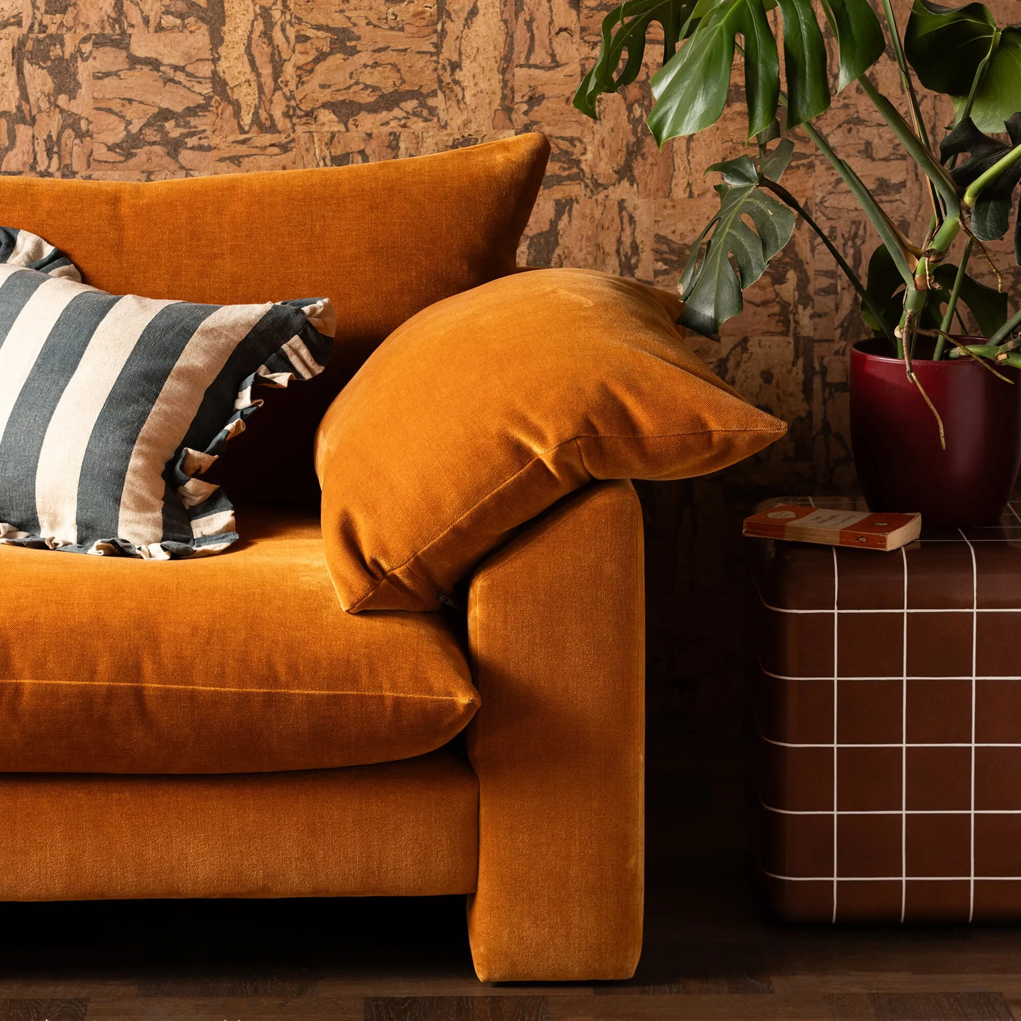 Hoxton Large Sofa - Orange, Fabric