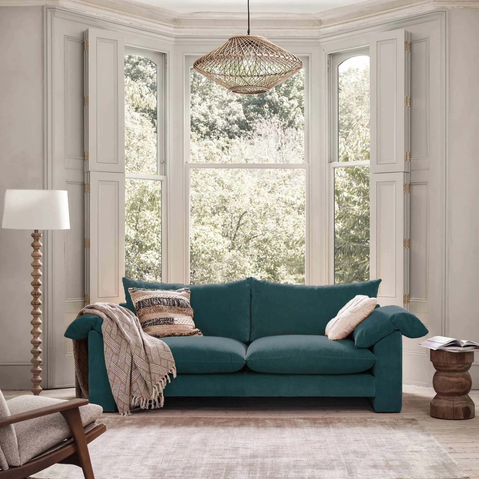 Hoxton Large Sofa - Teal, Fabric