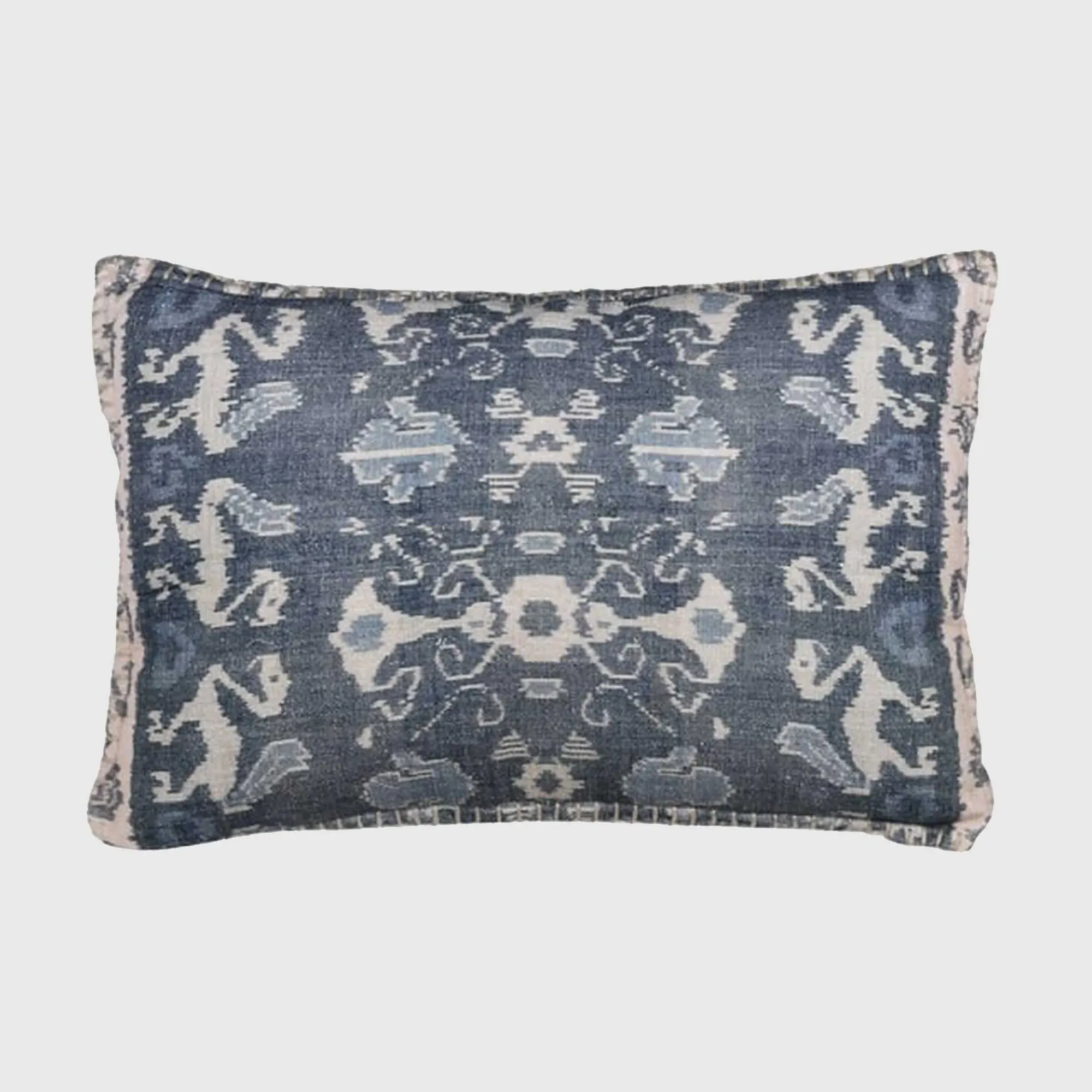 Ikat Square Cushion - Blue, Polyester