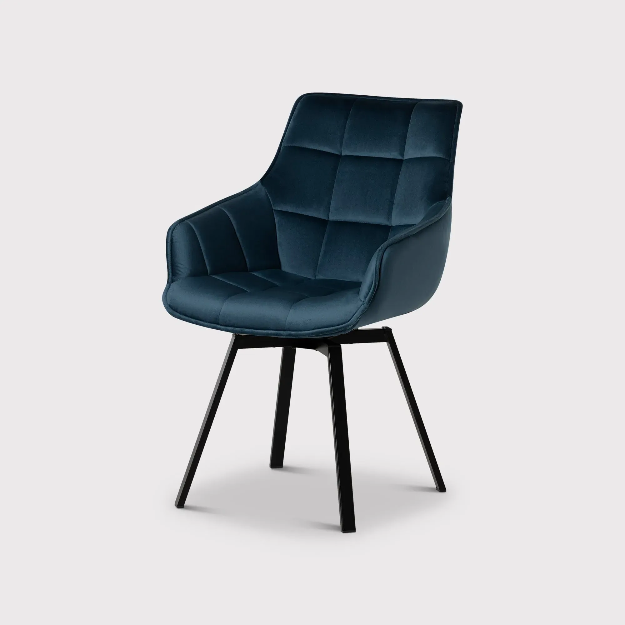 Jasper Dining Chair with Arms - Blue, Velvet