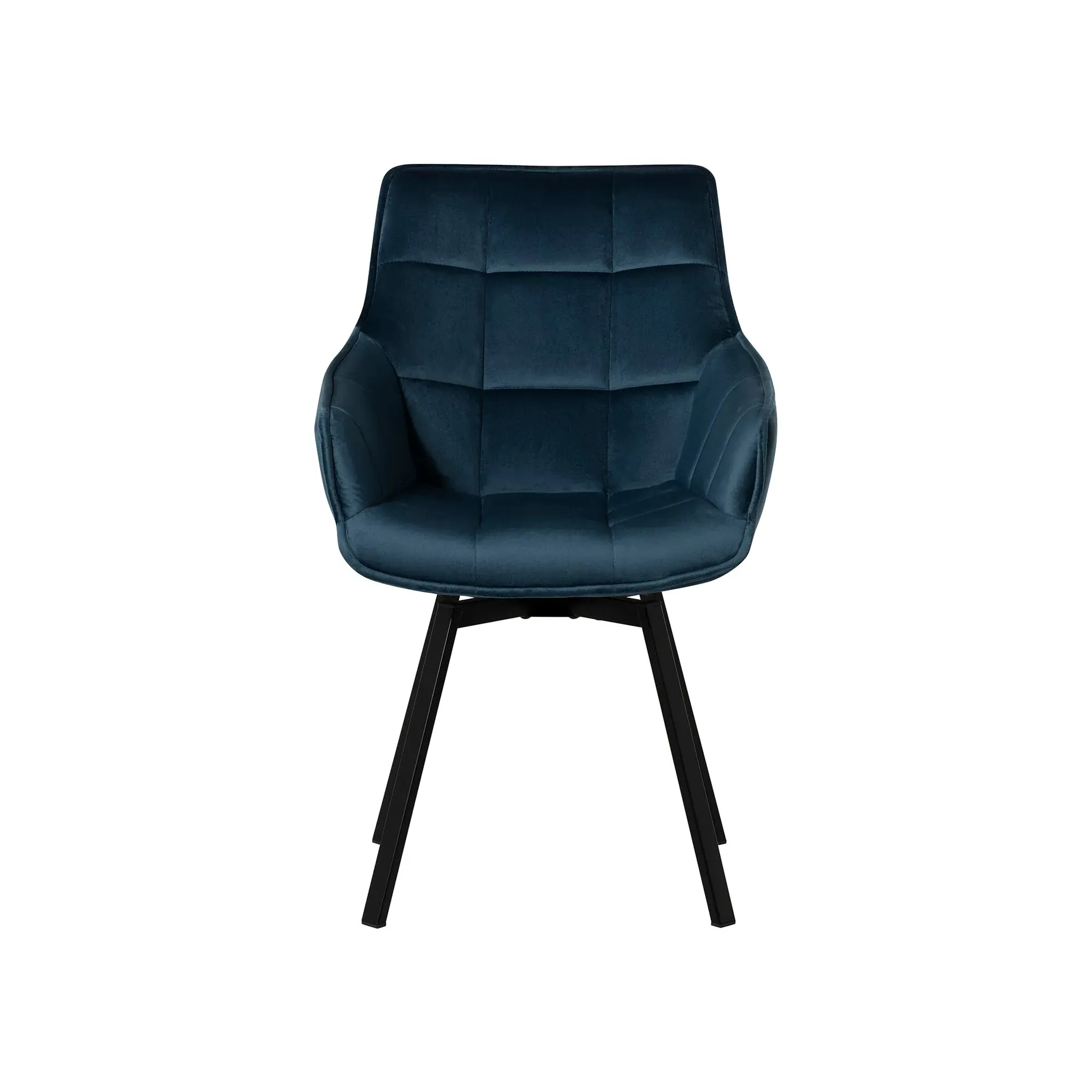Jasper Dining Chair with Arms - Blue, Velvet