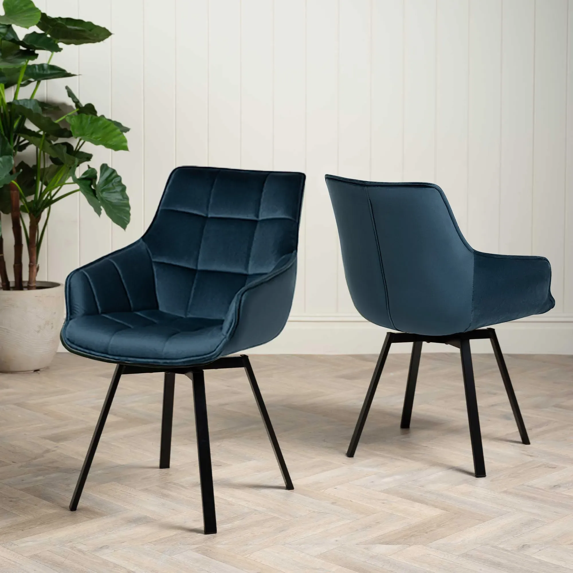 Jasper Dining Chair with Arms - Blue, Velvet image