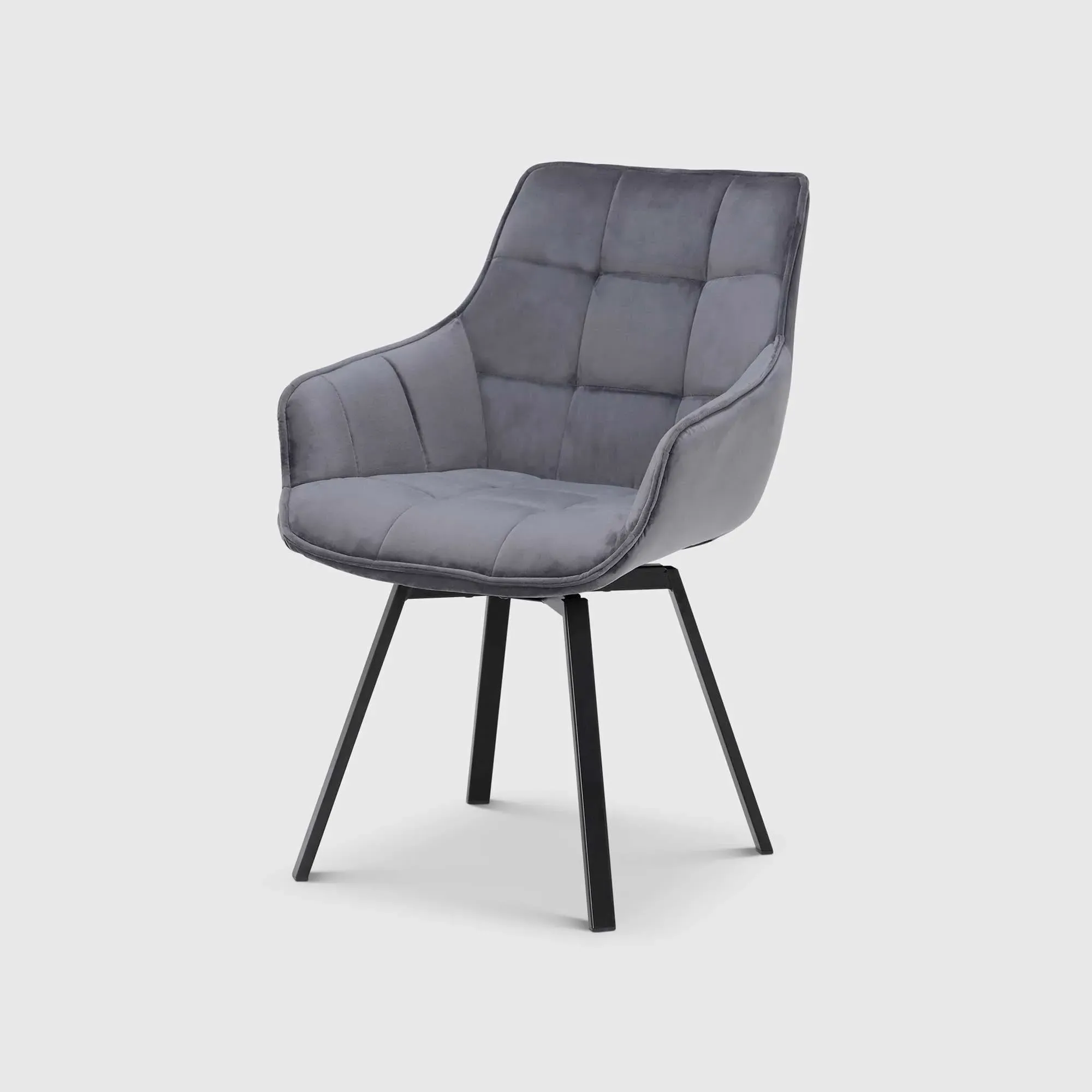 Jasper Swivel Dining Chair - Grey, Velvet