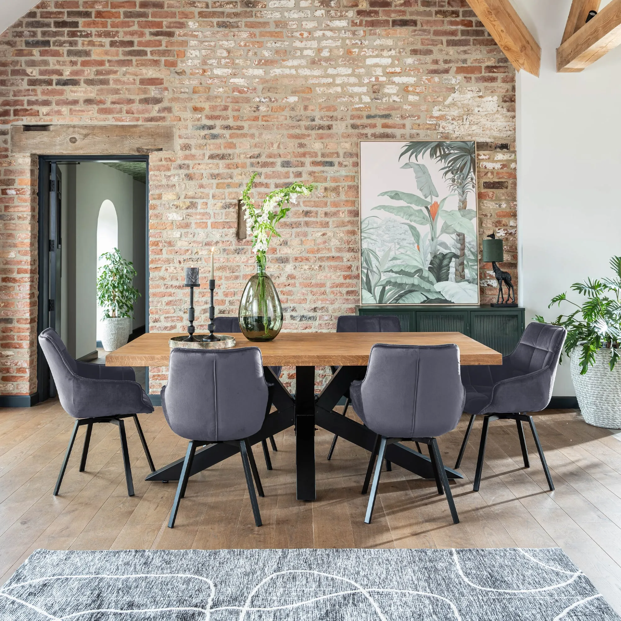 Jasper Swivel Dining Chair - Grey, Velvet