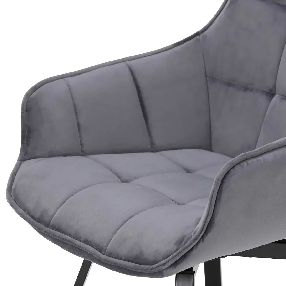 Jasper Swivel Dining Chair - Grey, Velvet