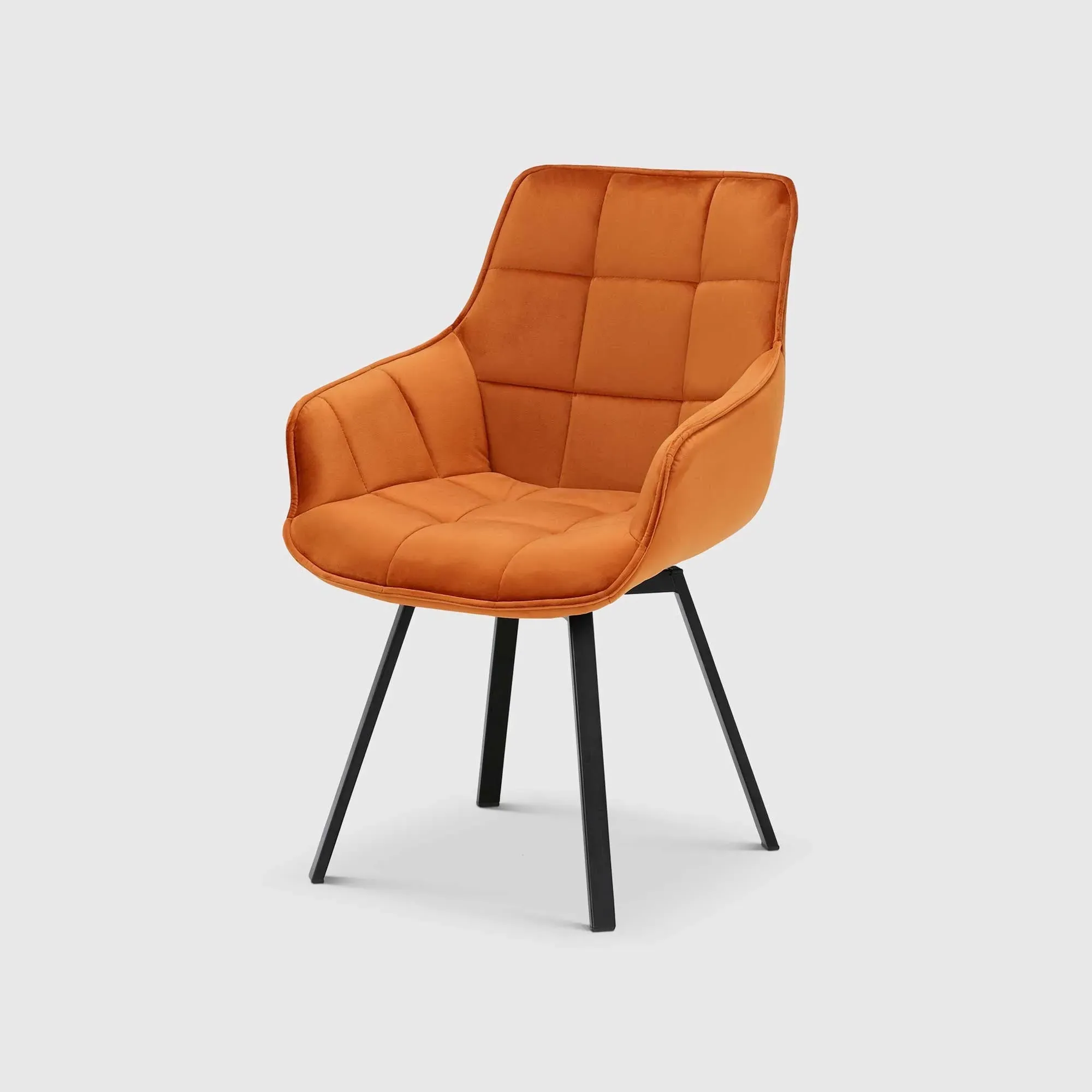 Jasper Swivel Dining Chair - Orange, Velvet