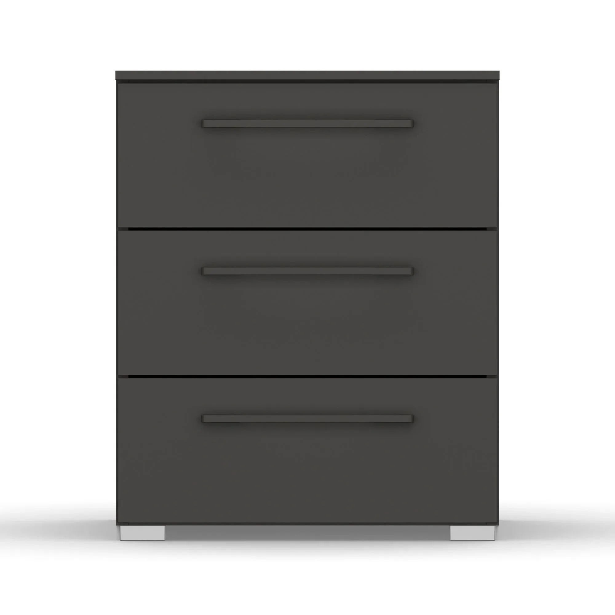 Kacey 3 Drawer Bedside Table - Grey, Wood