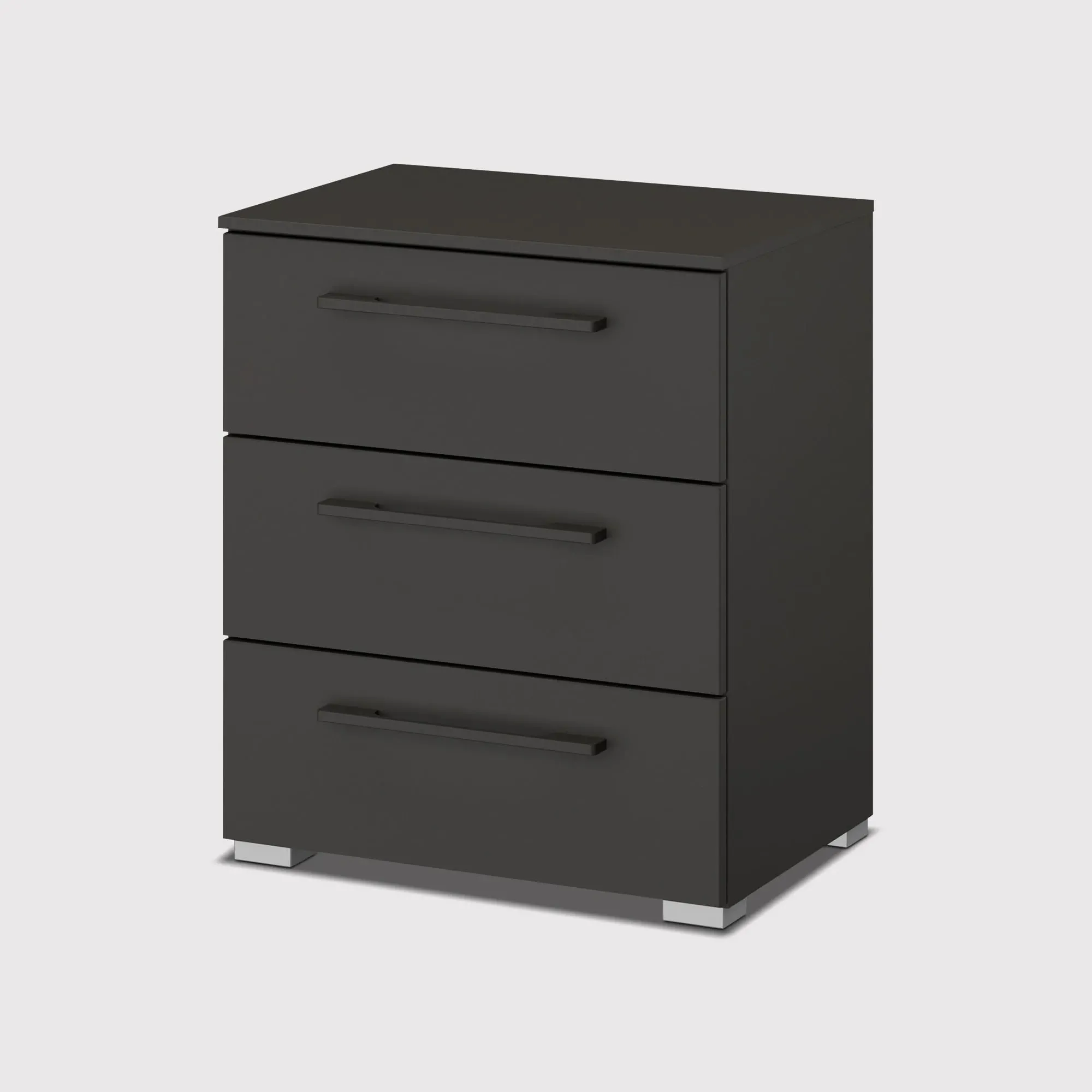 Kacey 3 Drawer Bedside Table - Grey, Wood