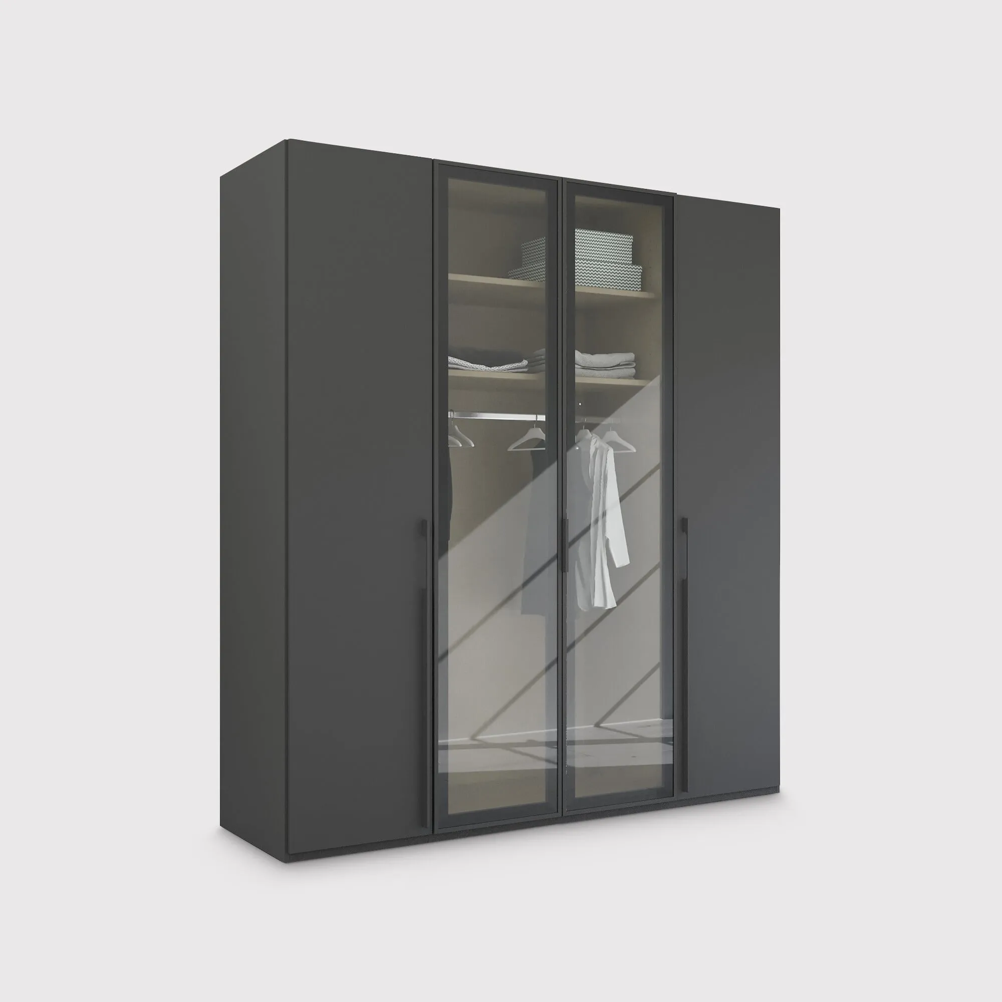 Kacey 4 Door Wardrobe with Glass Doors - Grey, Wood image