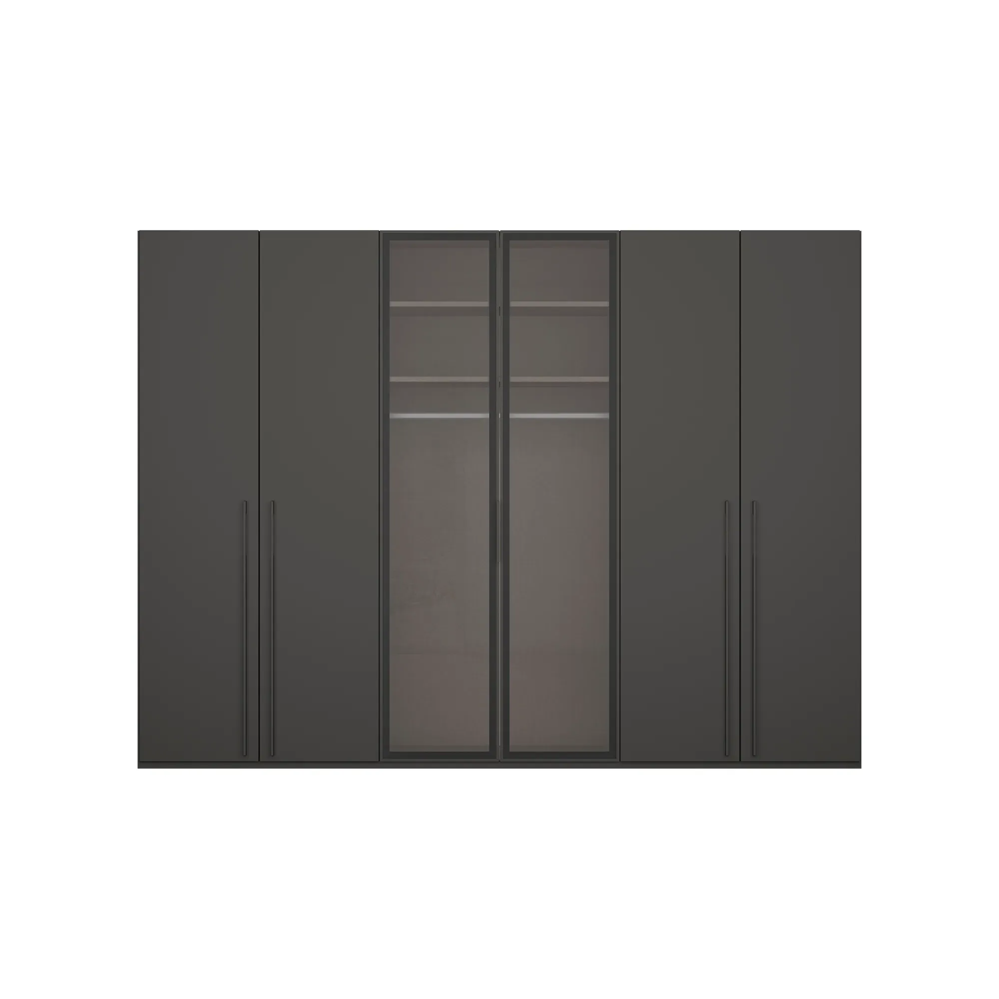 Kacey 6 Door Wardrobe with Glass Doors - Grey, Wood