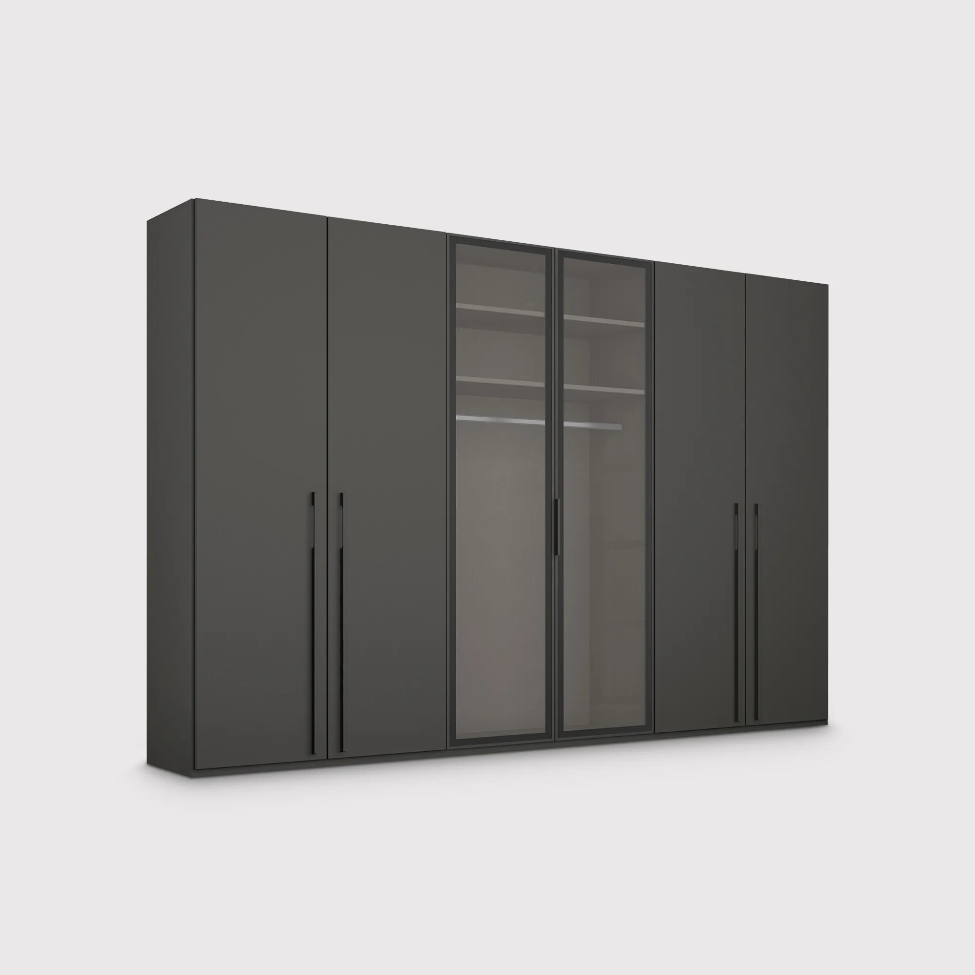 Kacey 6 Door Wardrobe with Glass Doors - Grey, Wood image