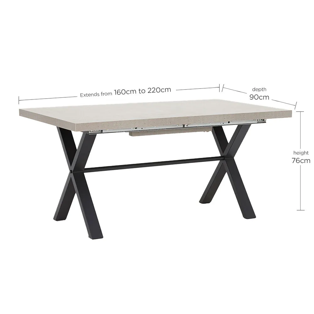 Kalmer Extendable Dining Table - Grey, Concrete Effect