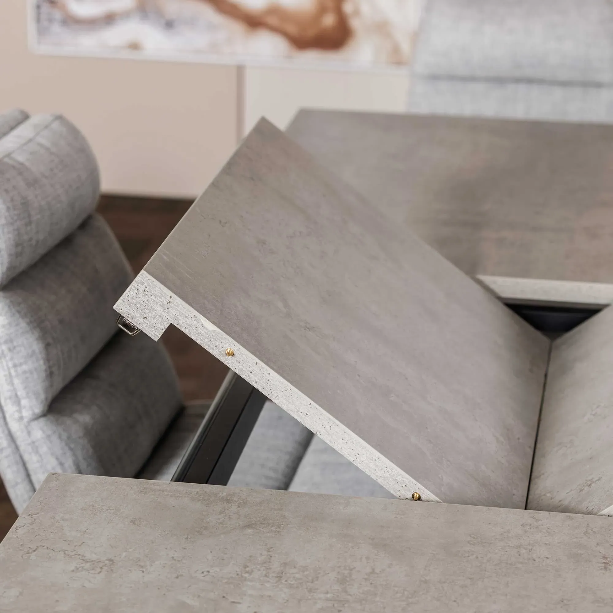 Kalmer Extendable Dining Table - Grey, Concrete Effect