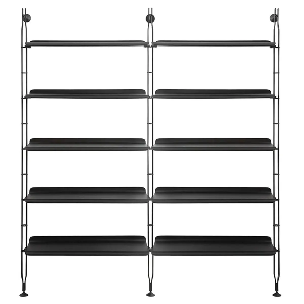 Kartell Adam Wood 10 Shelves Bookcase with 3 Struts - Black