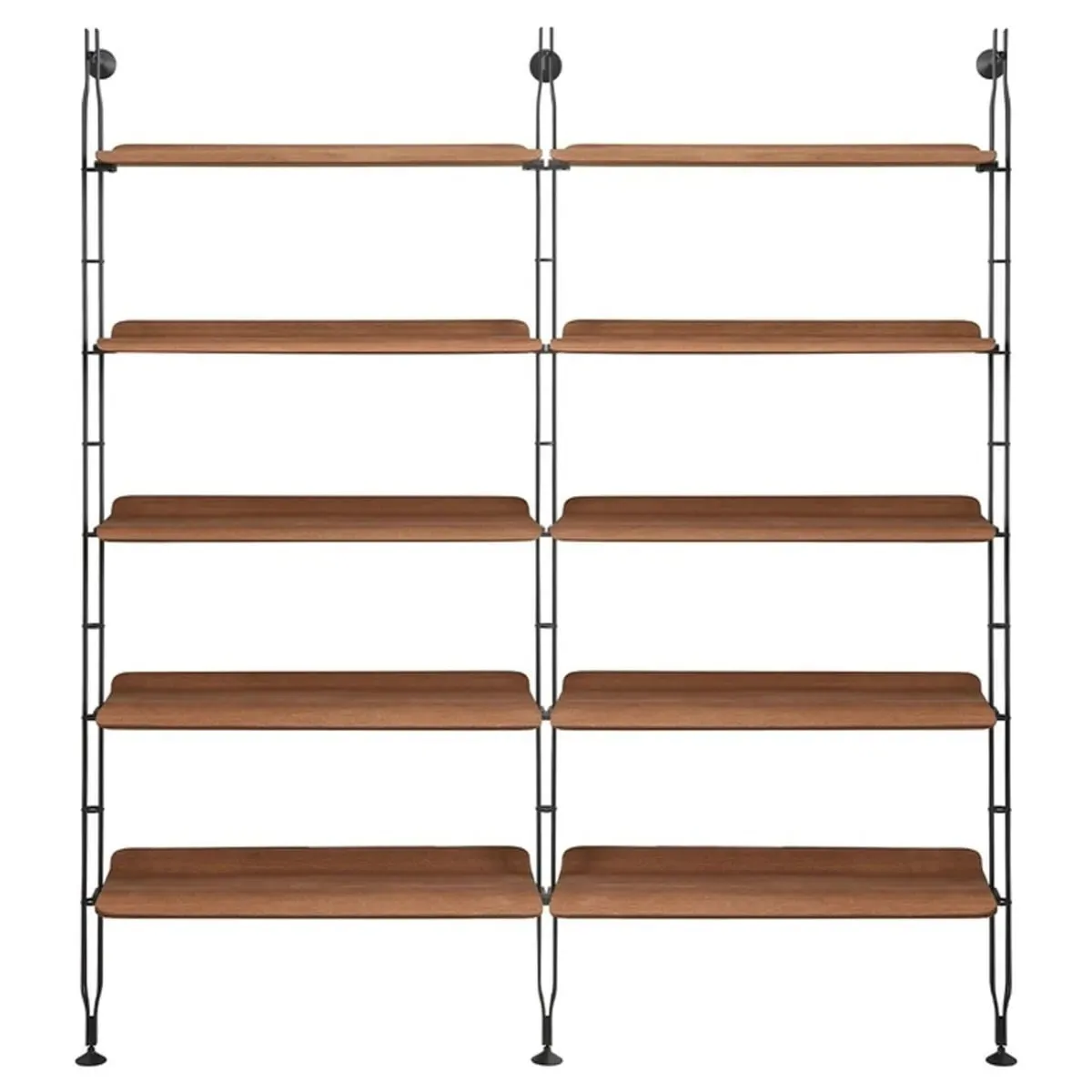 Kartell Adam Wood 10 Shelves Bookcase with 3 Struts - Brown