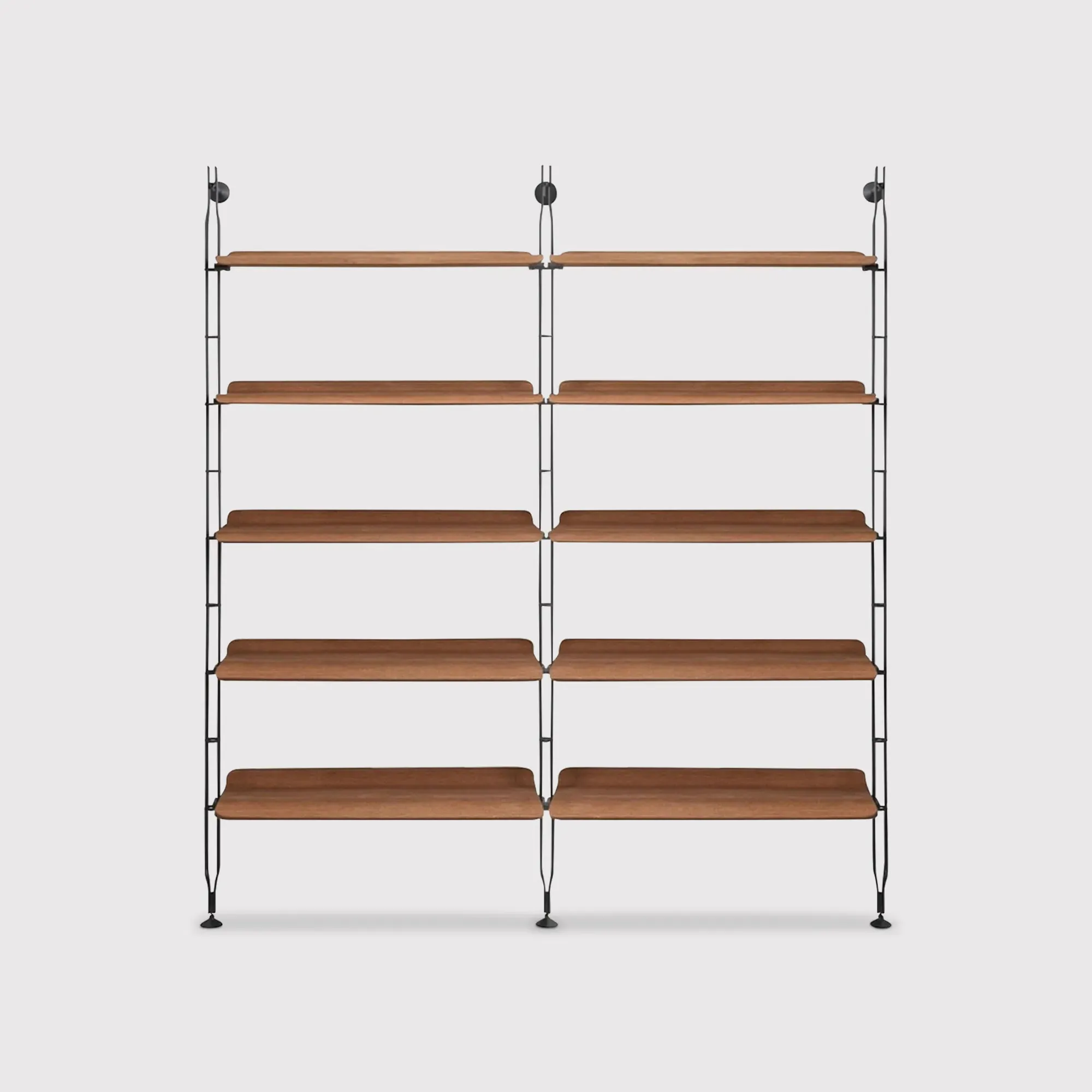 Kartell Adam Wood 10 Shelves Bookcase with 3 Struts - Brown