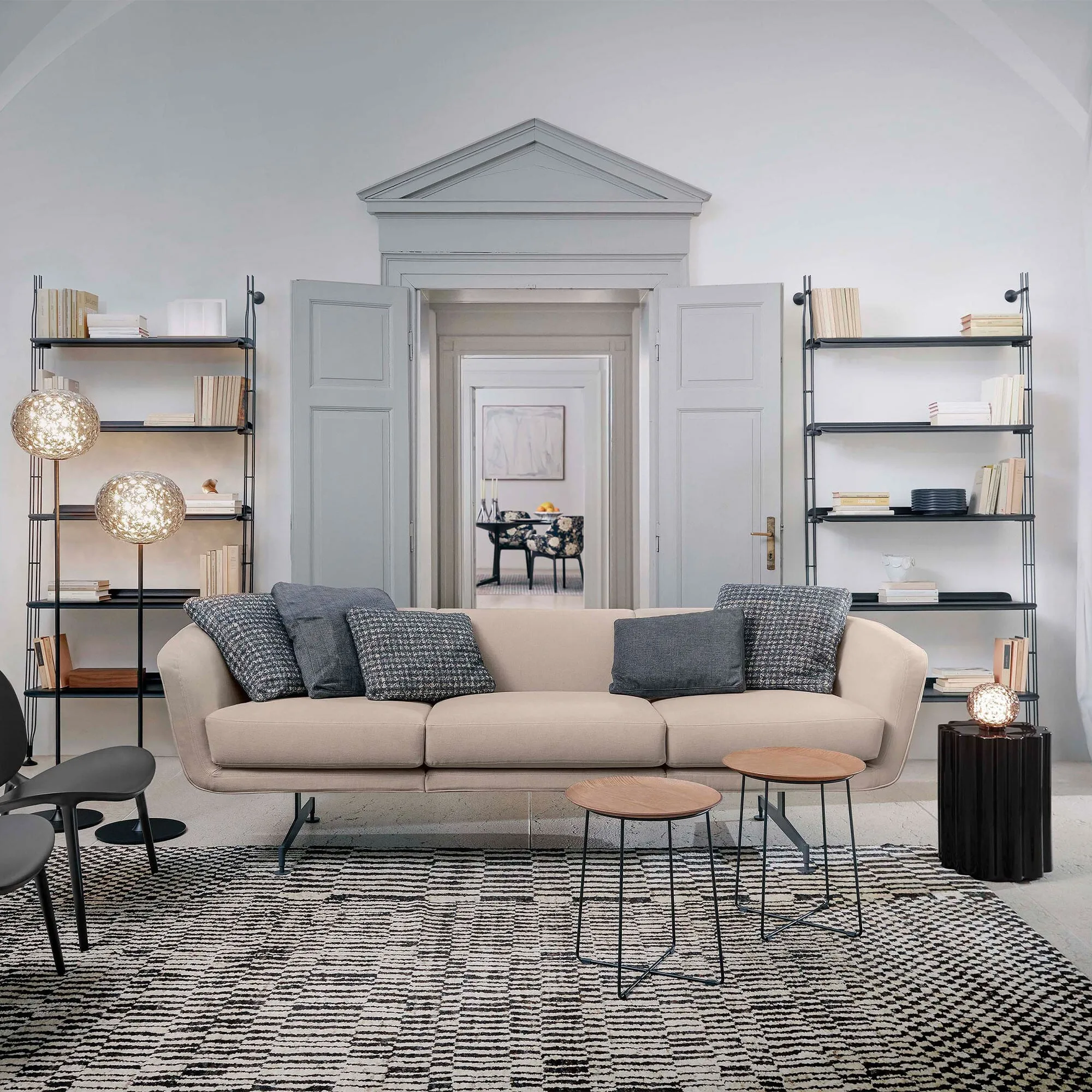 Kartell Adam Wood 5 Shelf Unit with 2 Struts - Black