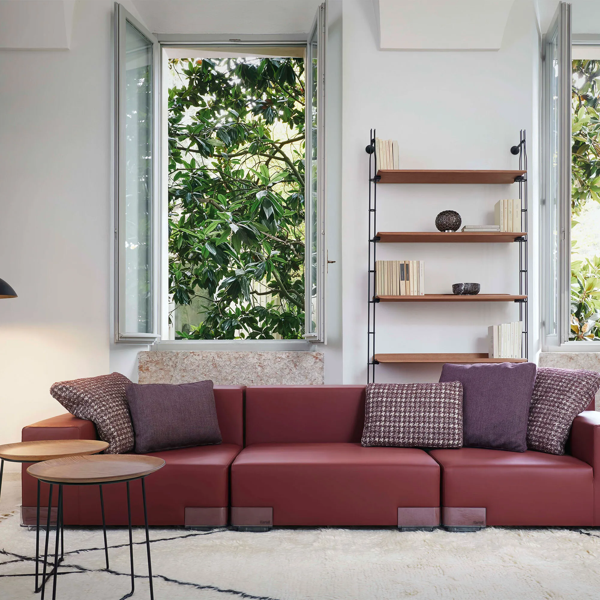 Kartell Adam Wood 5 Shelf Unit with 2 Struts - Brown