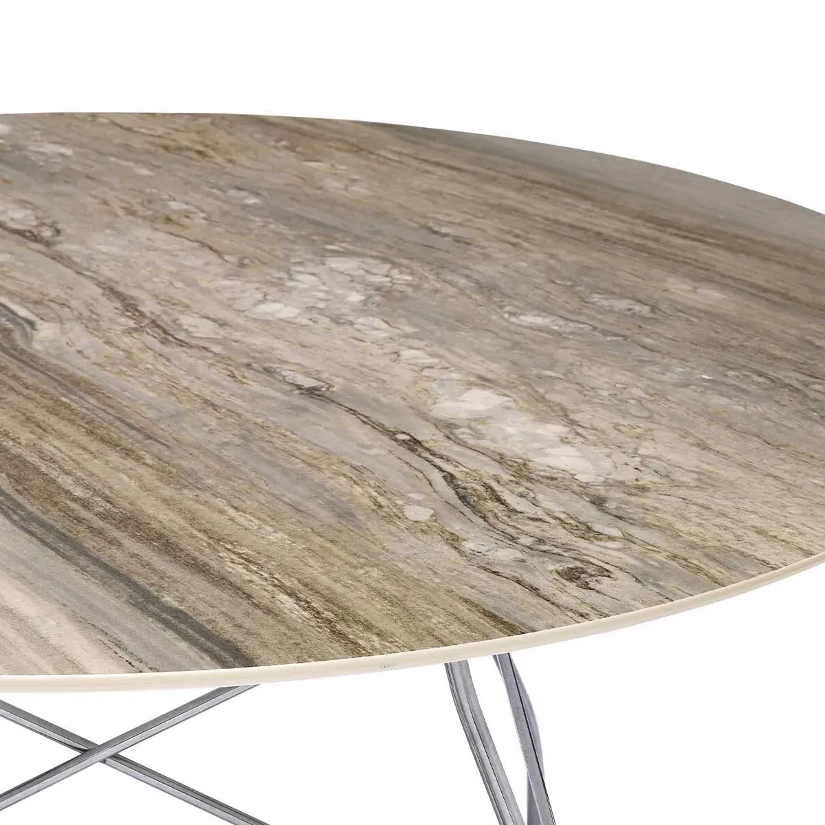 Kartell Glossy Round Dining Table - Grey, Stoneware
