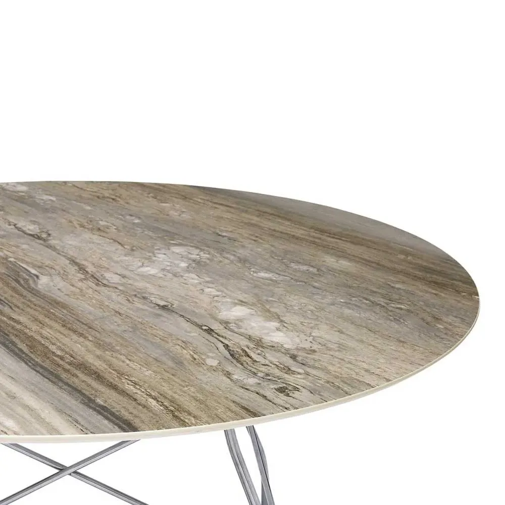 Kartell Glossy Round Dining Table - Grey, Stoneware