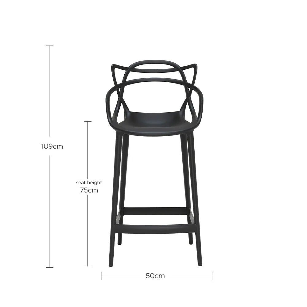 Kartell Masters High Dining Stool Height 75cm - Black, Plastic