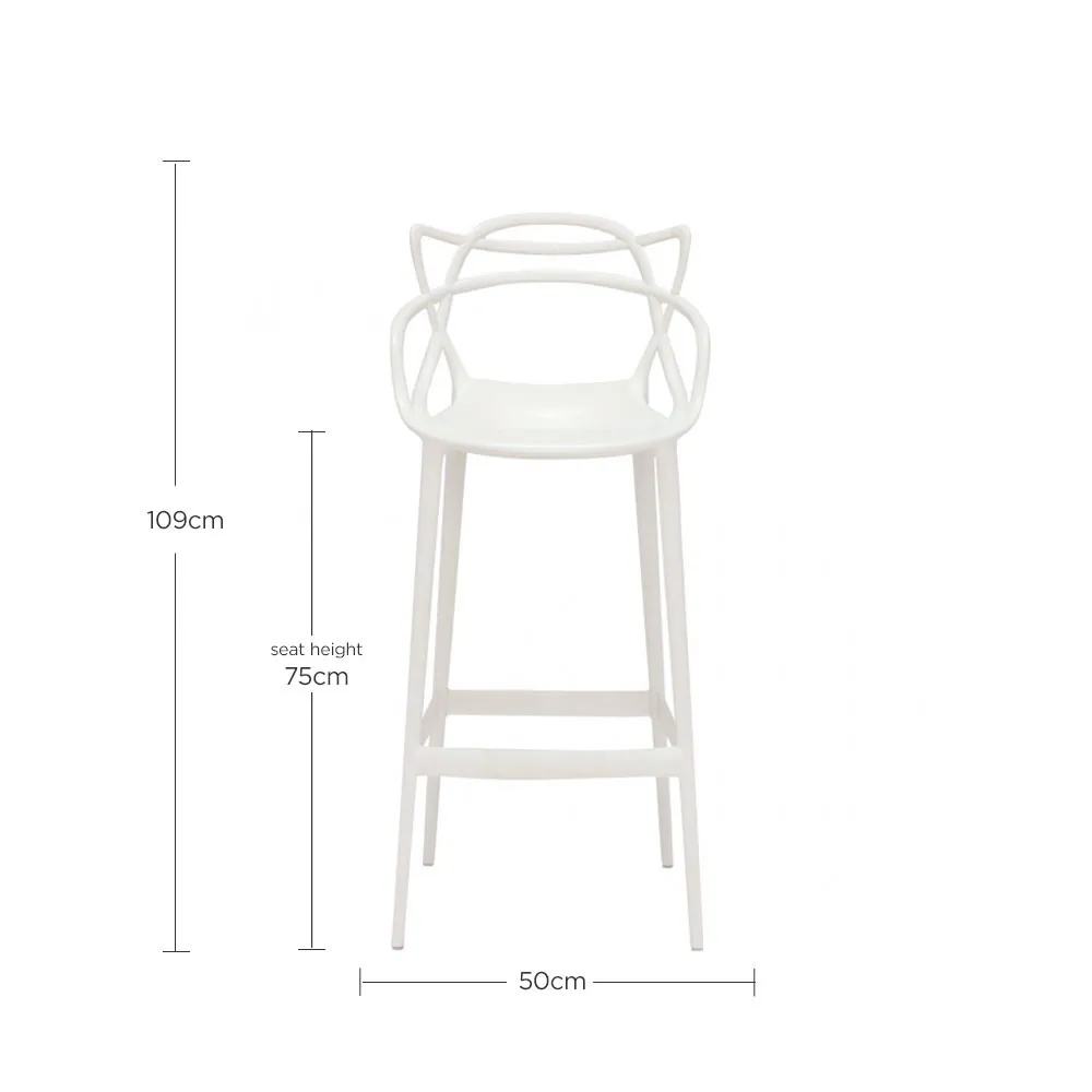 Kartell Masters High Dining Stool Height 75cm - White, Plastic