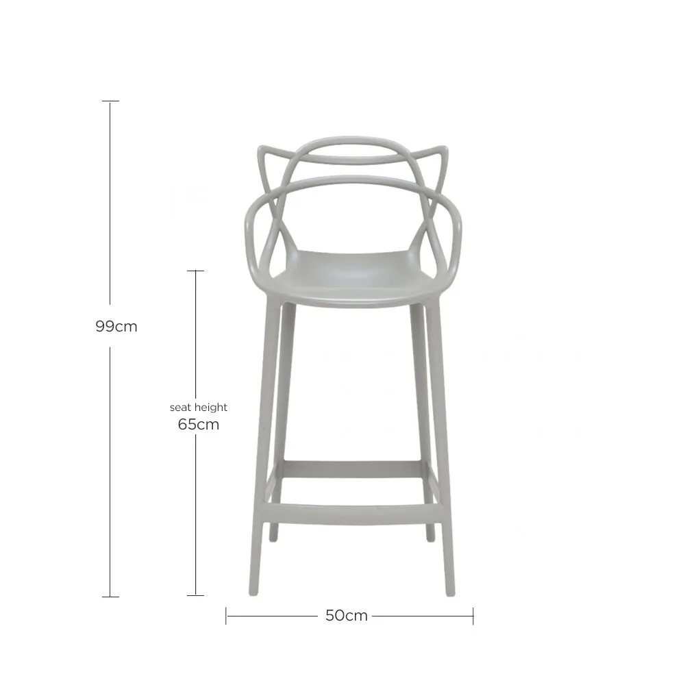 Kartell Masters Low Dining Stool 65cm - Grey, Plastic