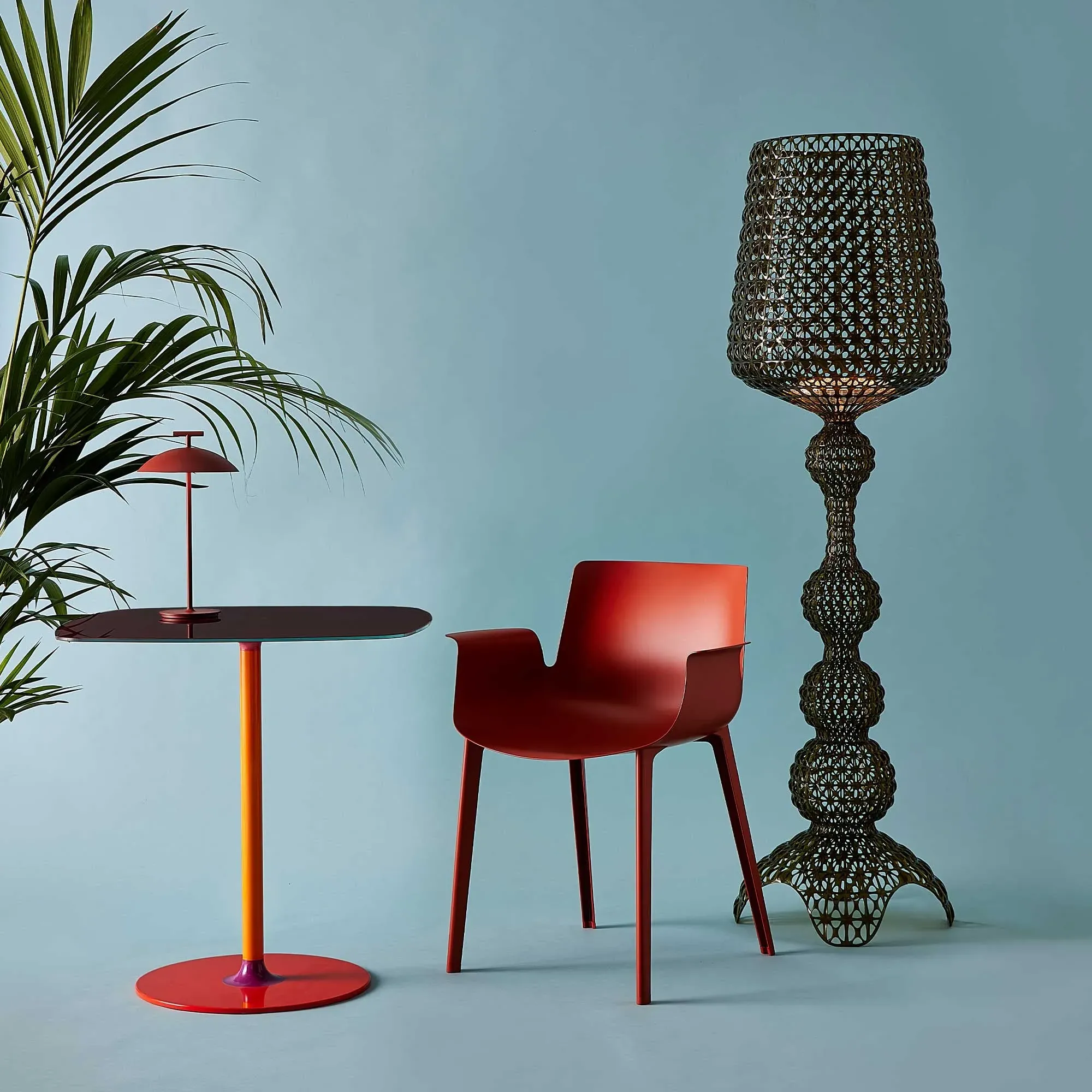 Kartell Thierry Bistrot Table - Red, Glass