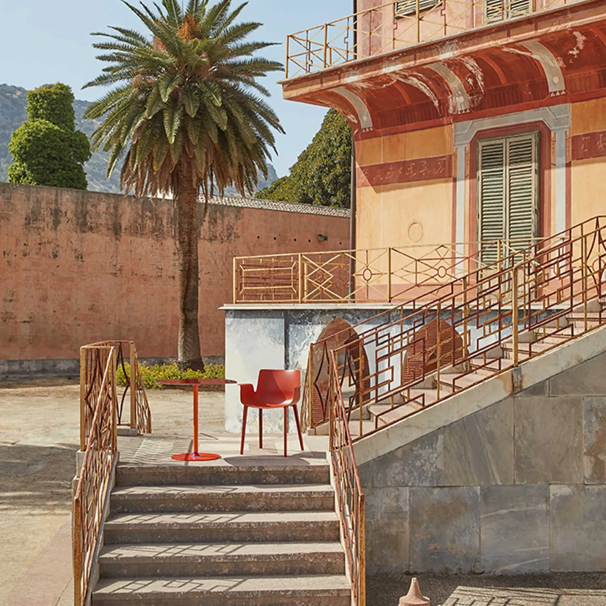 Kartell Thierry Bistrot Table - Red, Glass