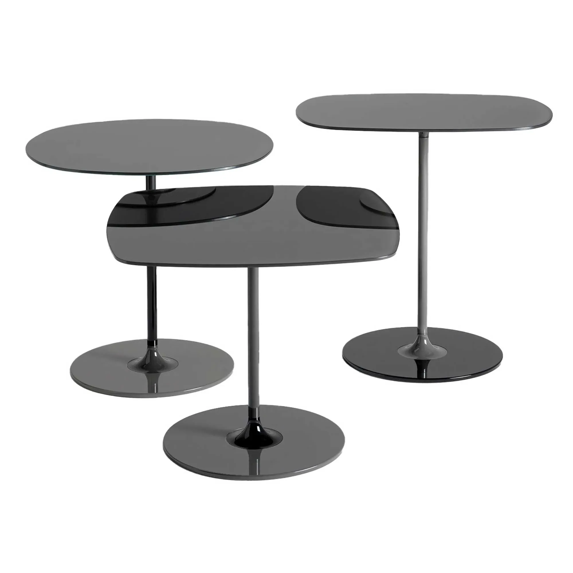 Kartell Thierry Set of 3 Side Tables - Black, Glass