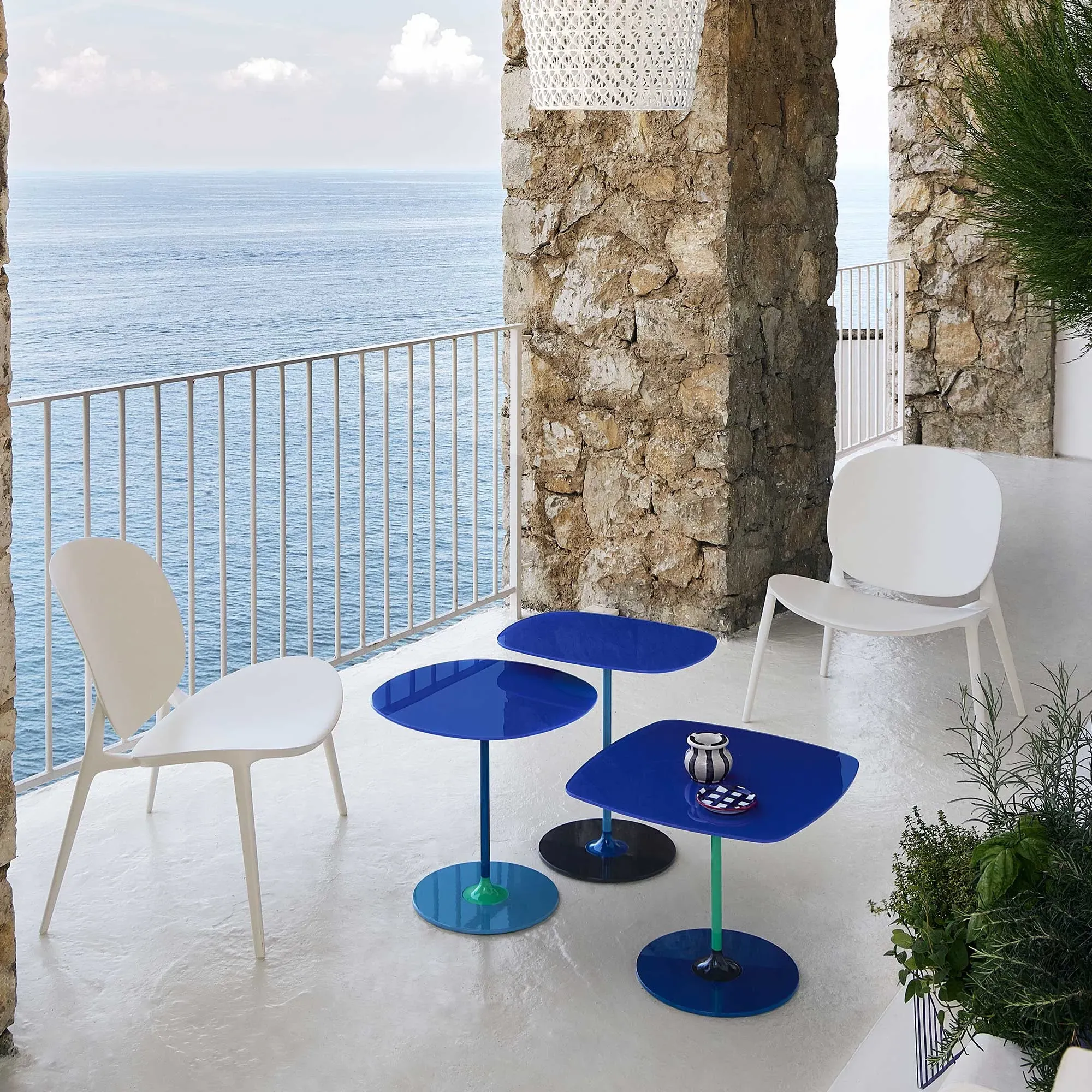 Kartell Thierry Set of 3 Side Tables - Blue, Glass