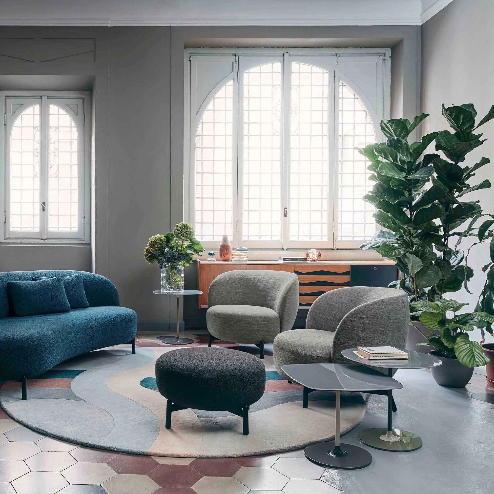 Kartell Thierry Set of 3 Side Tables - Grey, Glass