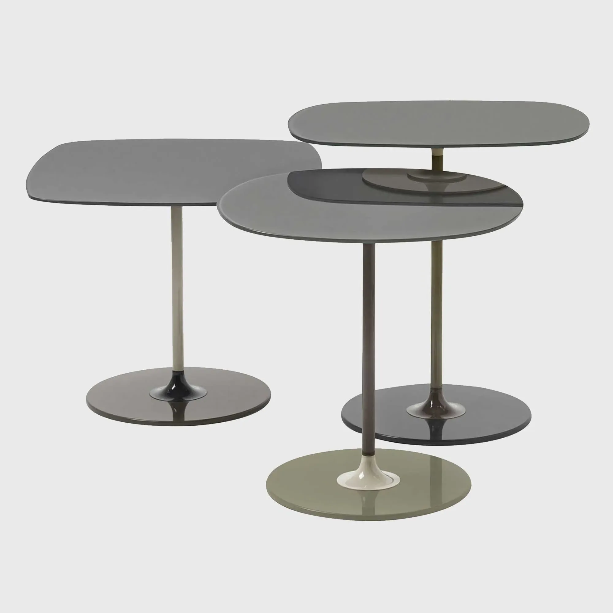 Kartell Thierry Set of 3 Side Tables - Grey, Glass