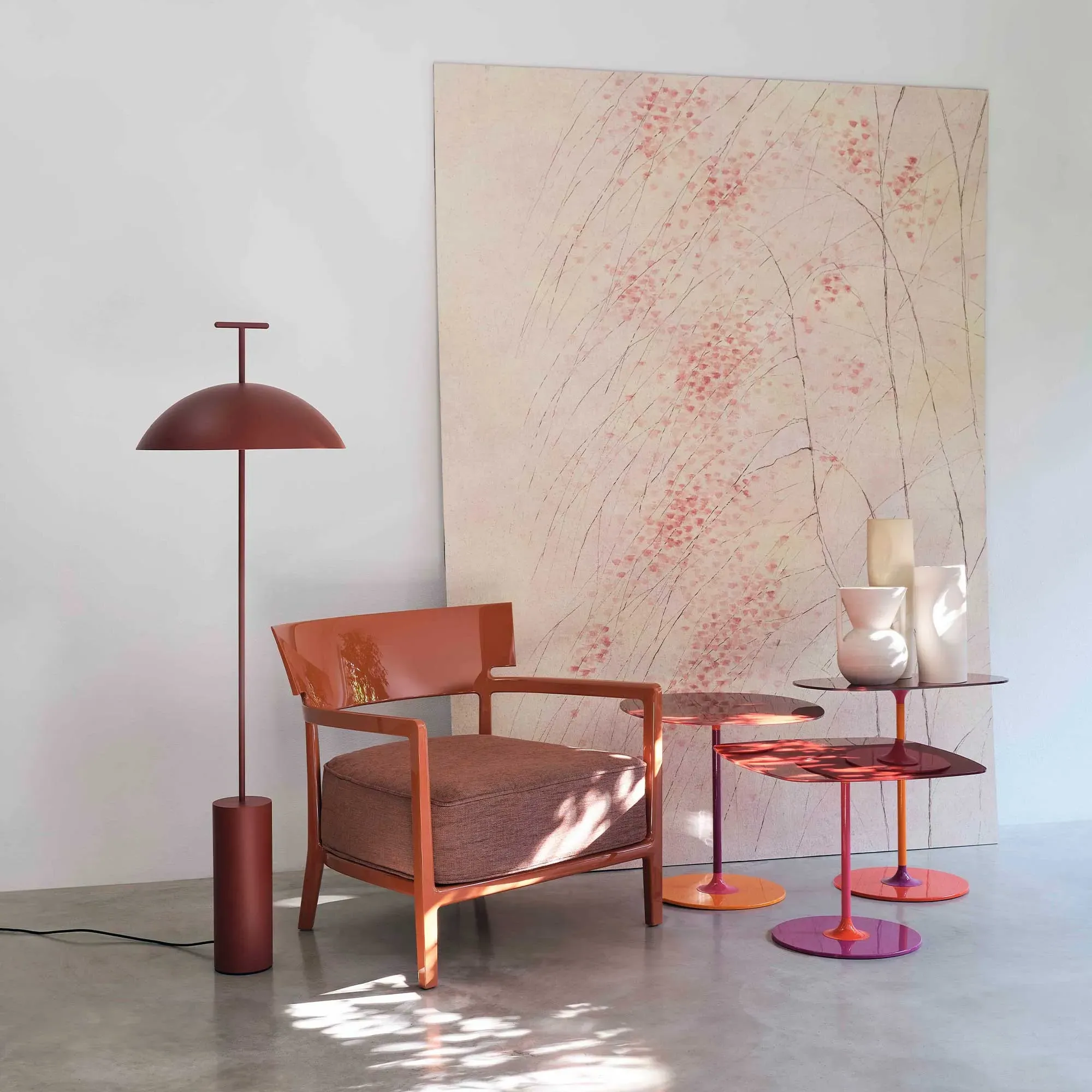 Kartell Thierry Set of 3 Side Tables - Red, Glass