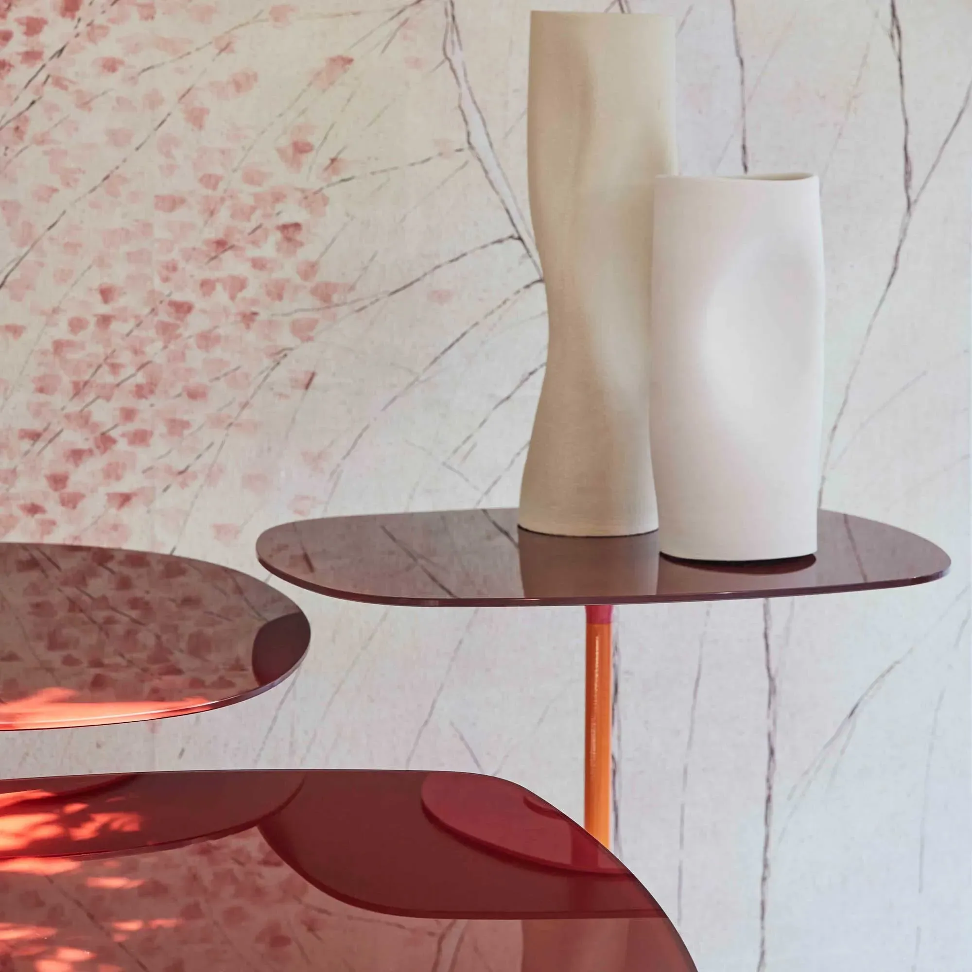 Kartell Thierry Set of 3 Side Tables - Red, Glass