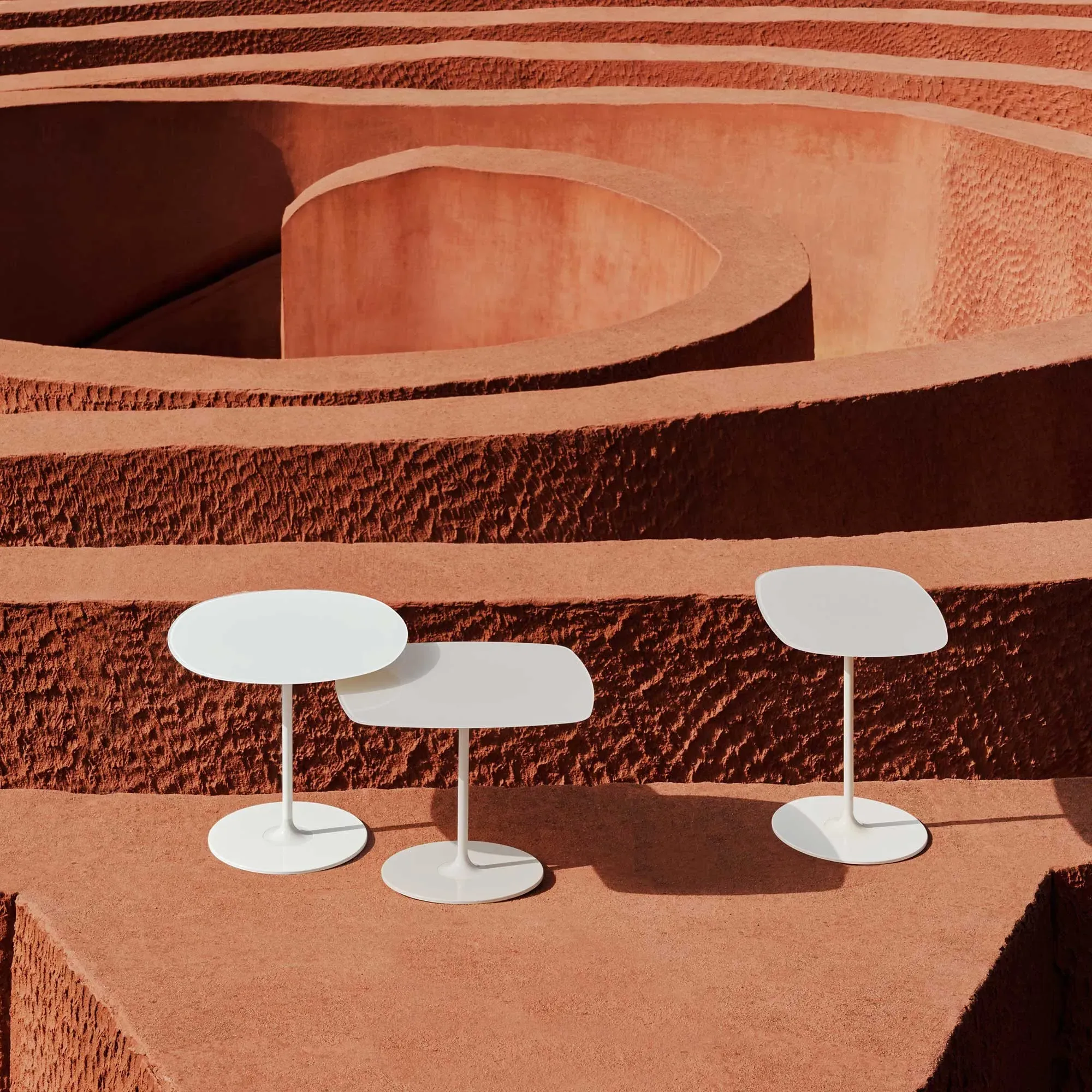 Kartell Thierry Set of 3 Side Tables - White, Glass