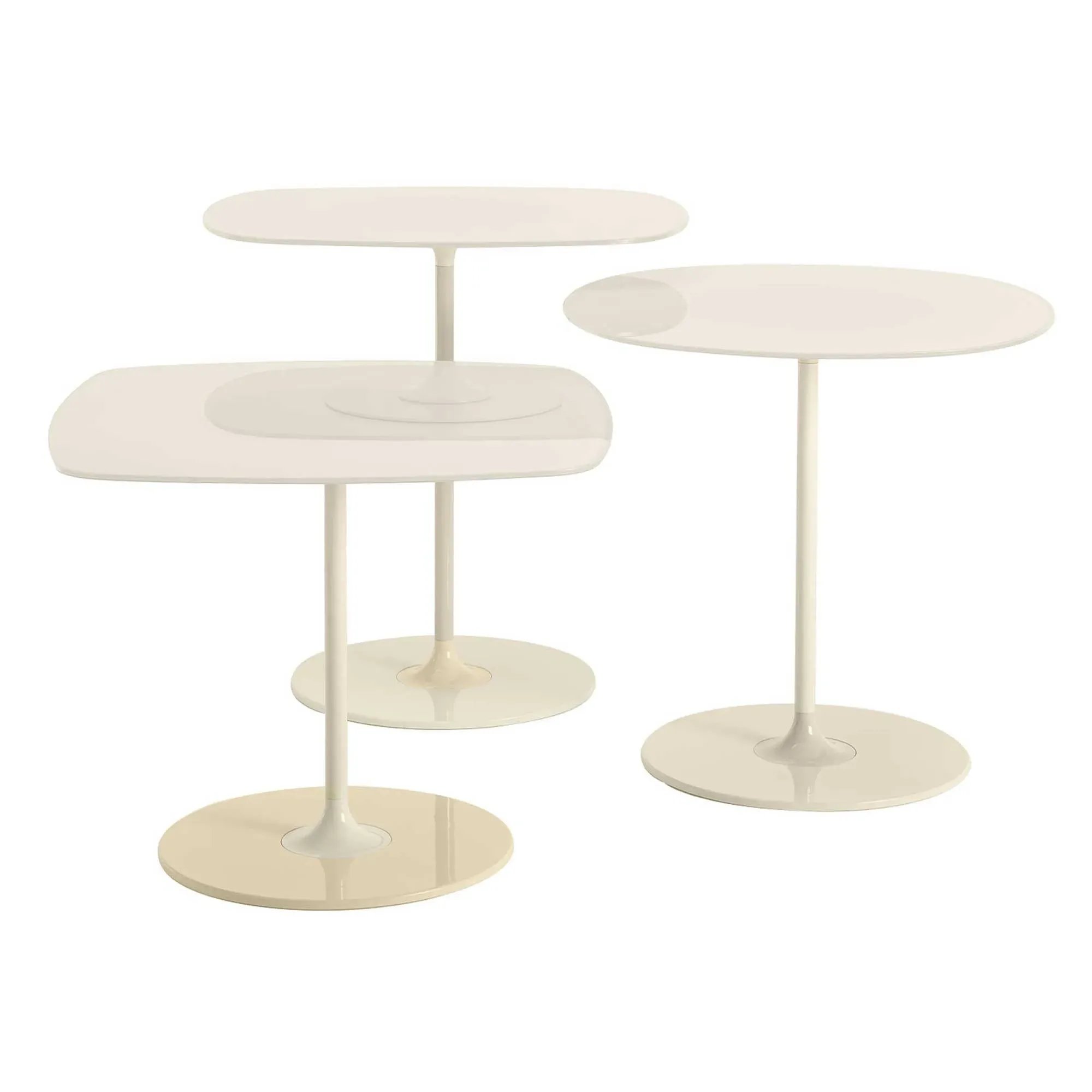 Kartell Thierry Set of 3 Side Tables - White, Glass